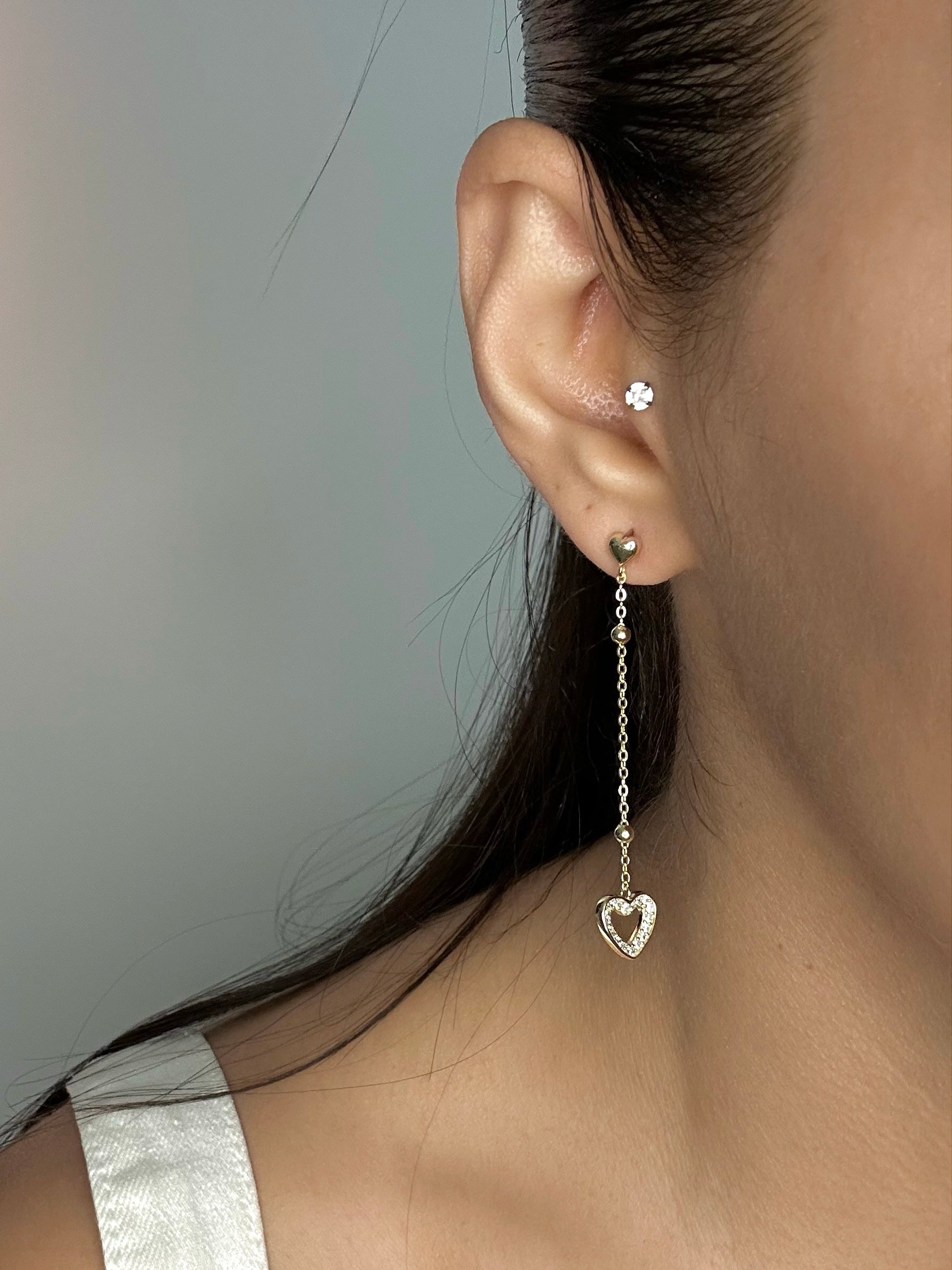 Double Heart Drop Earrings