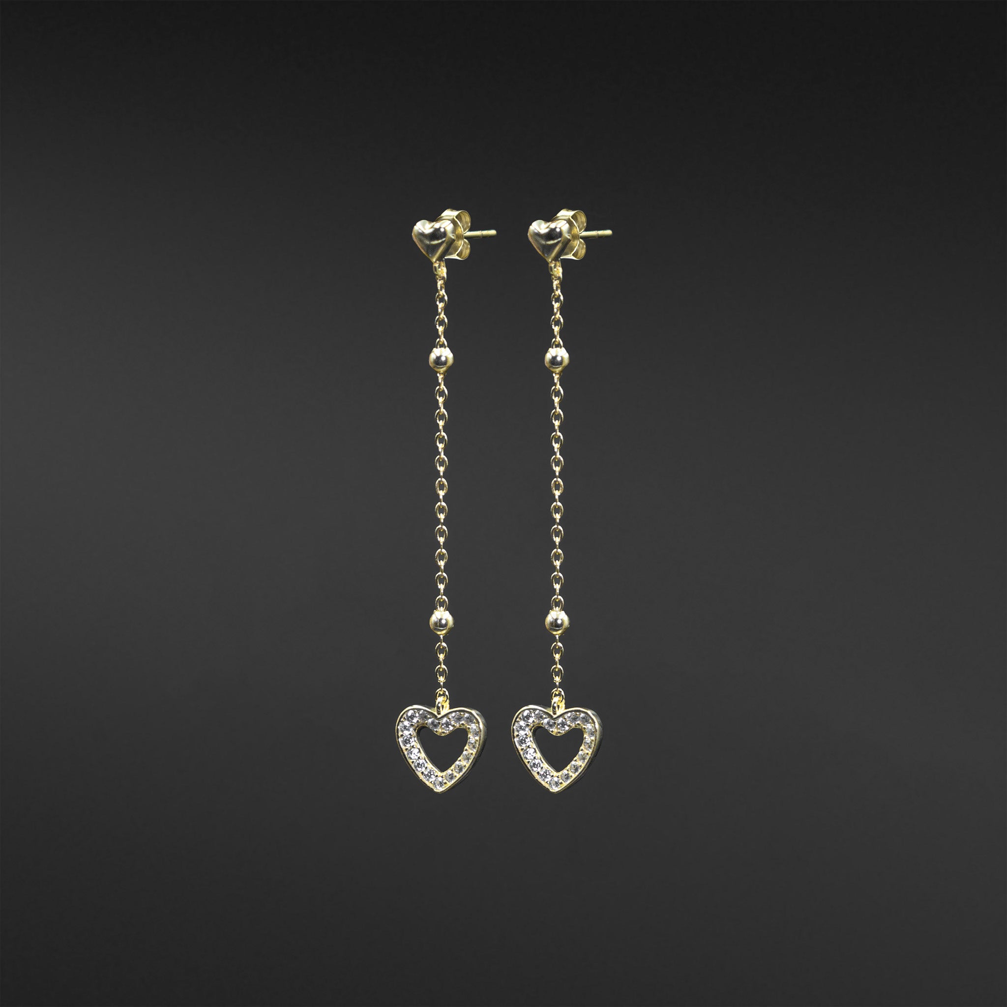 Double Heart Drop Earrings