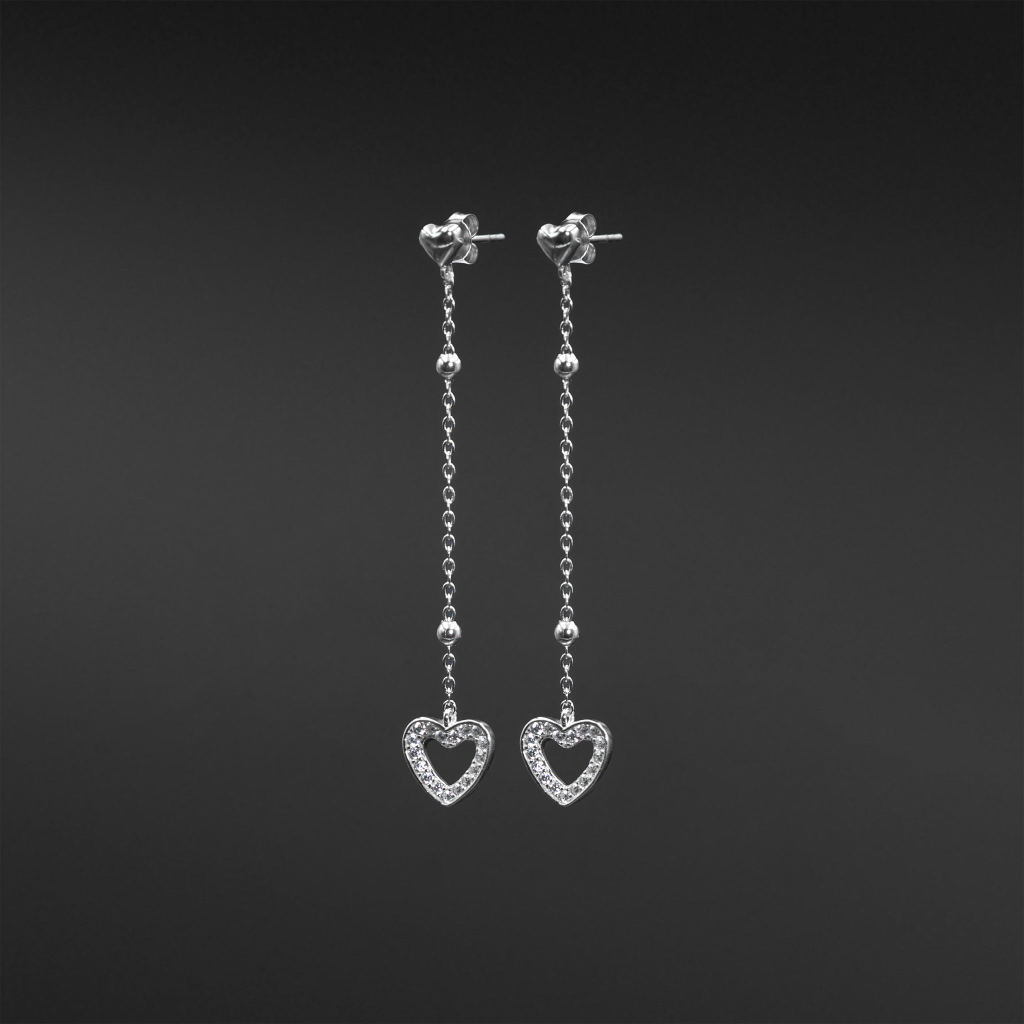 Double Heart Drop Earrings