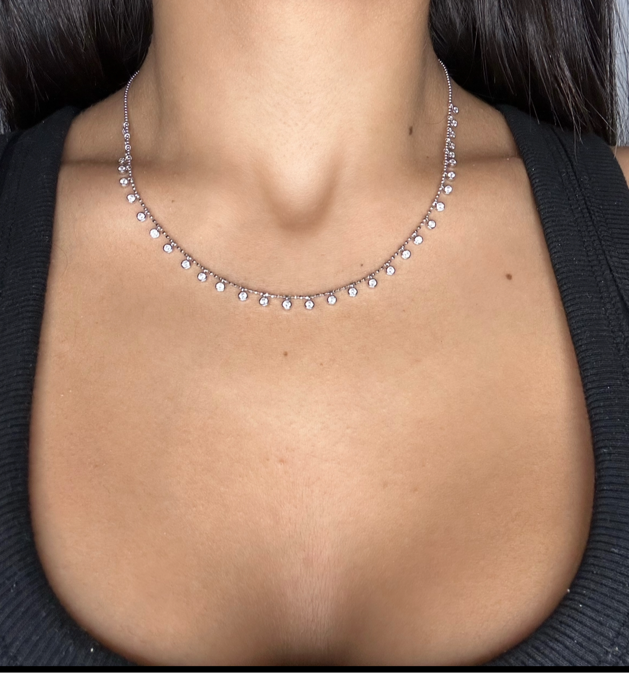 Adjustable Diamond Fringe Necklace