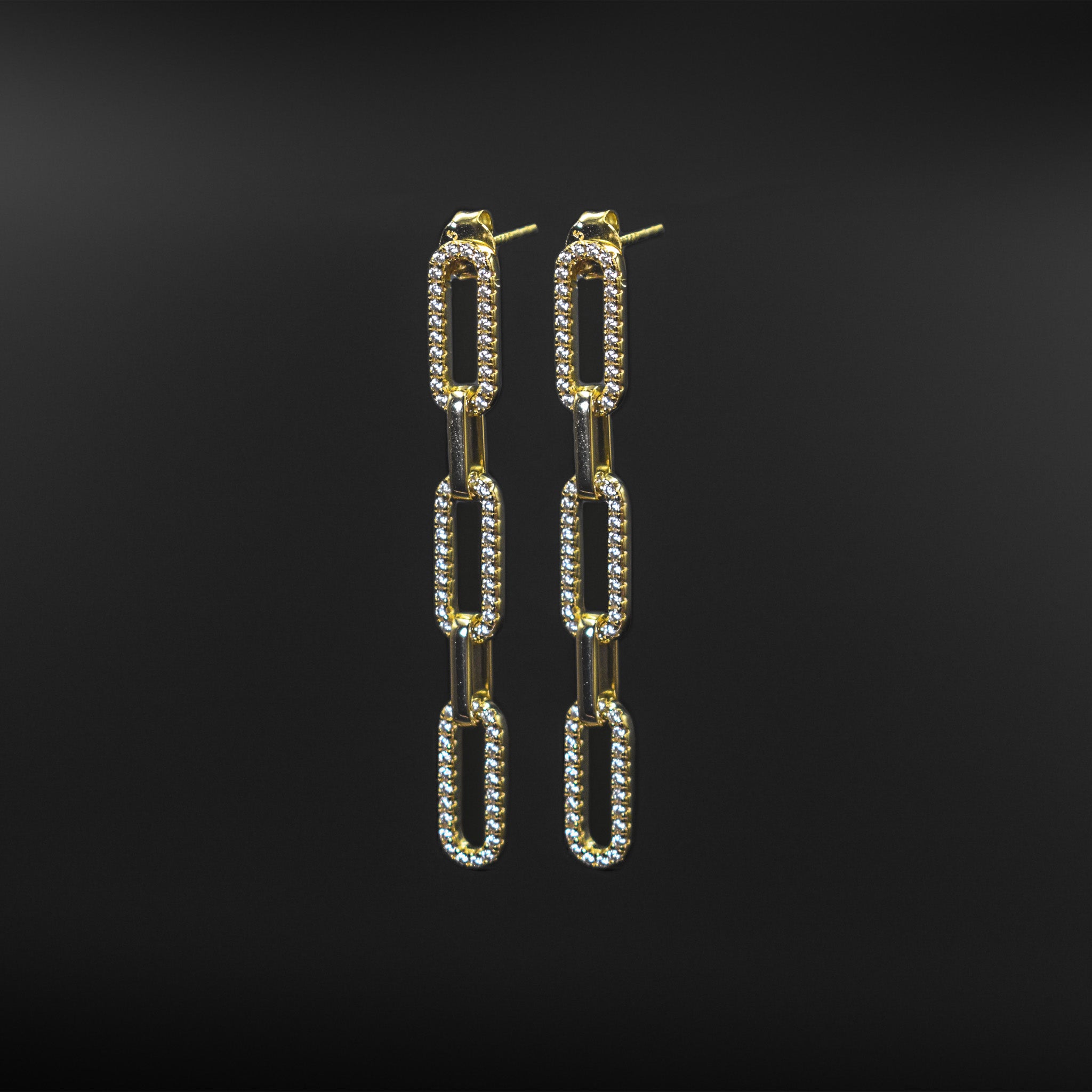 Pavé Paperclip Dangle Earrings
