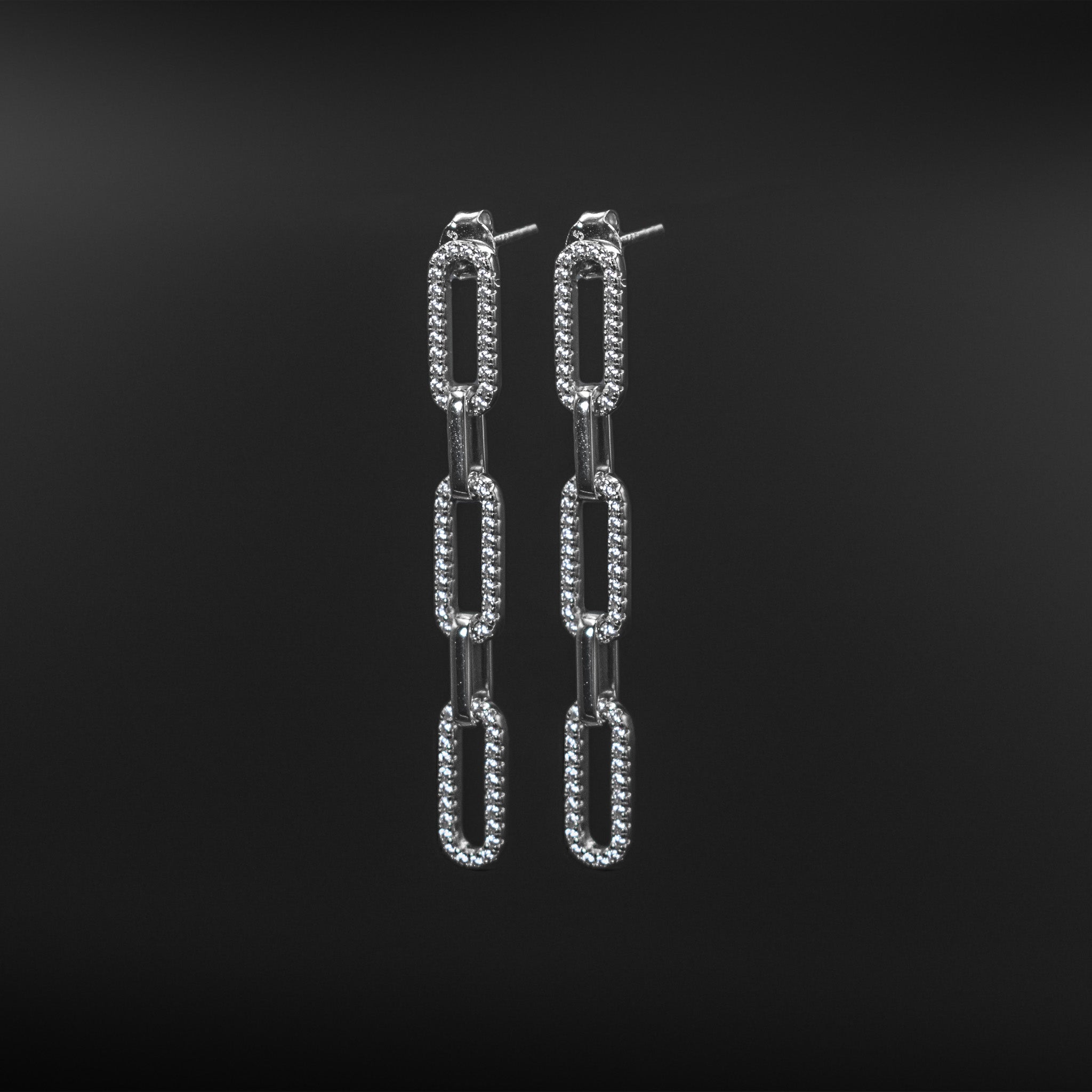 Pavé Paperclip Dangle Earrings