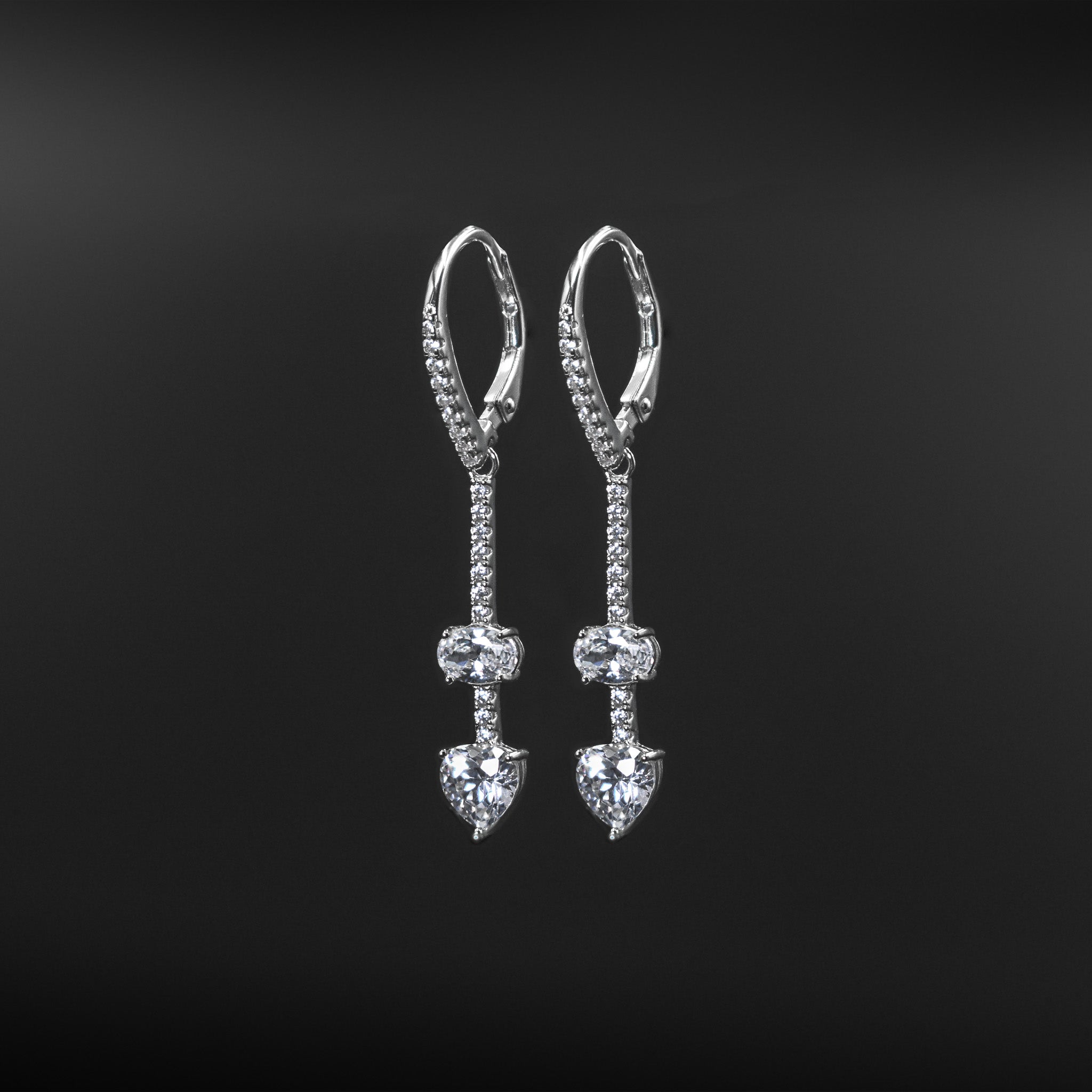 Diamond Heart Drop Earrings