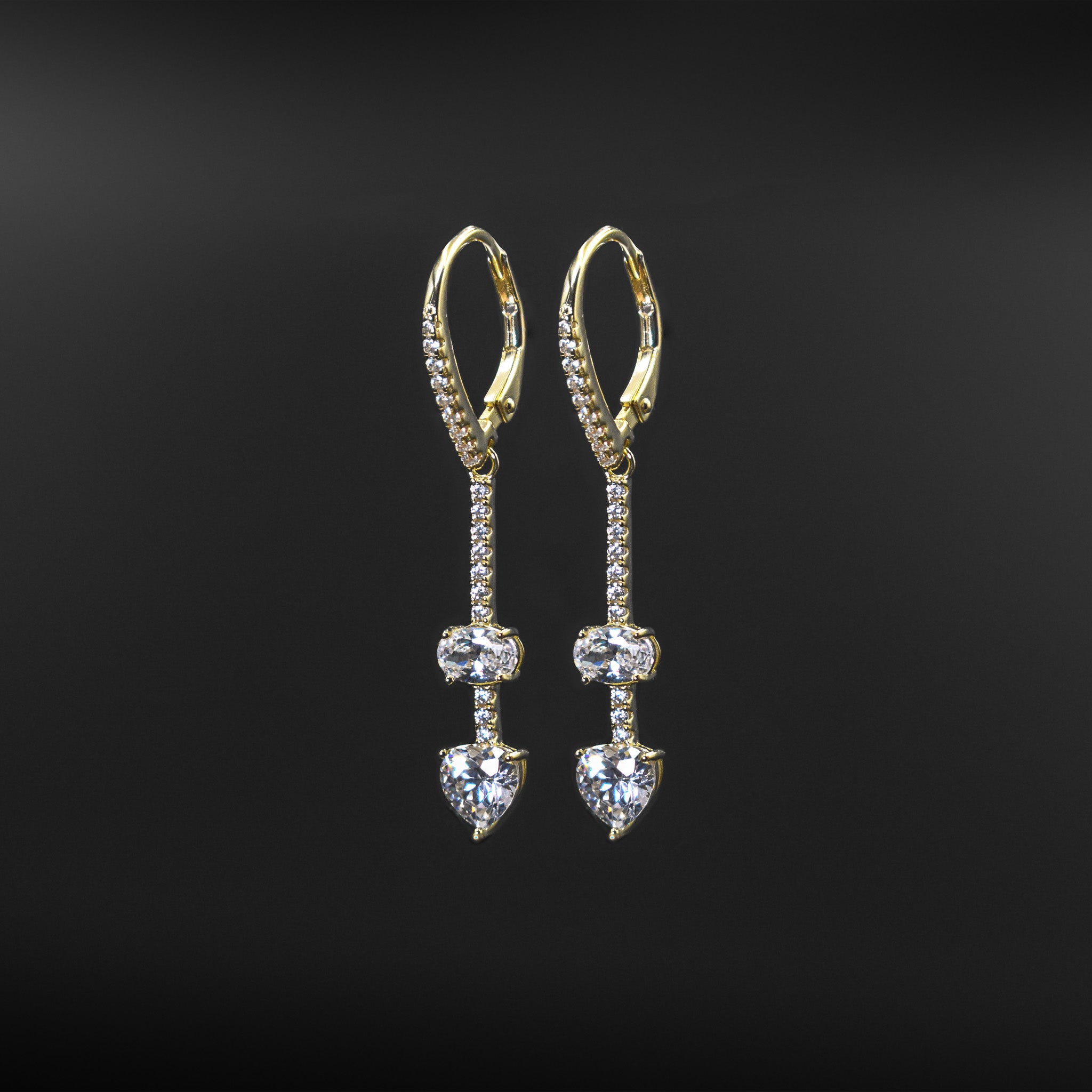 Diamond Heart Drop Earrings