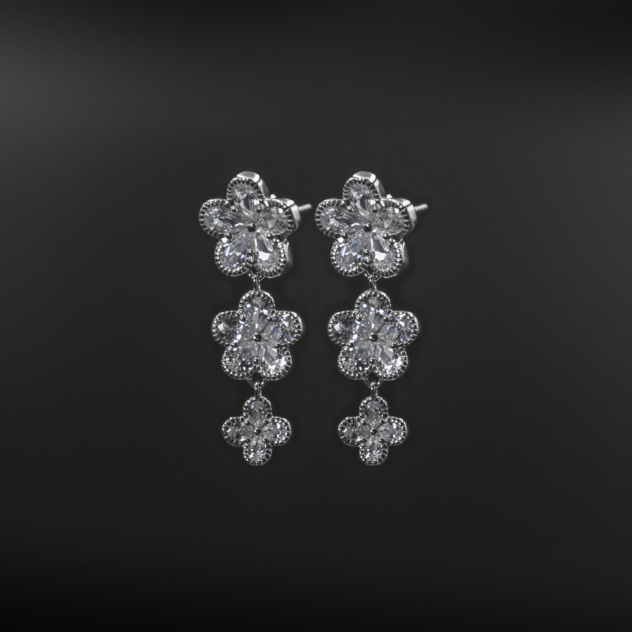 Tri-Flower Dangle Earrings