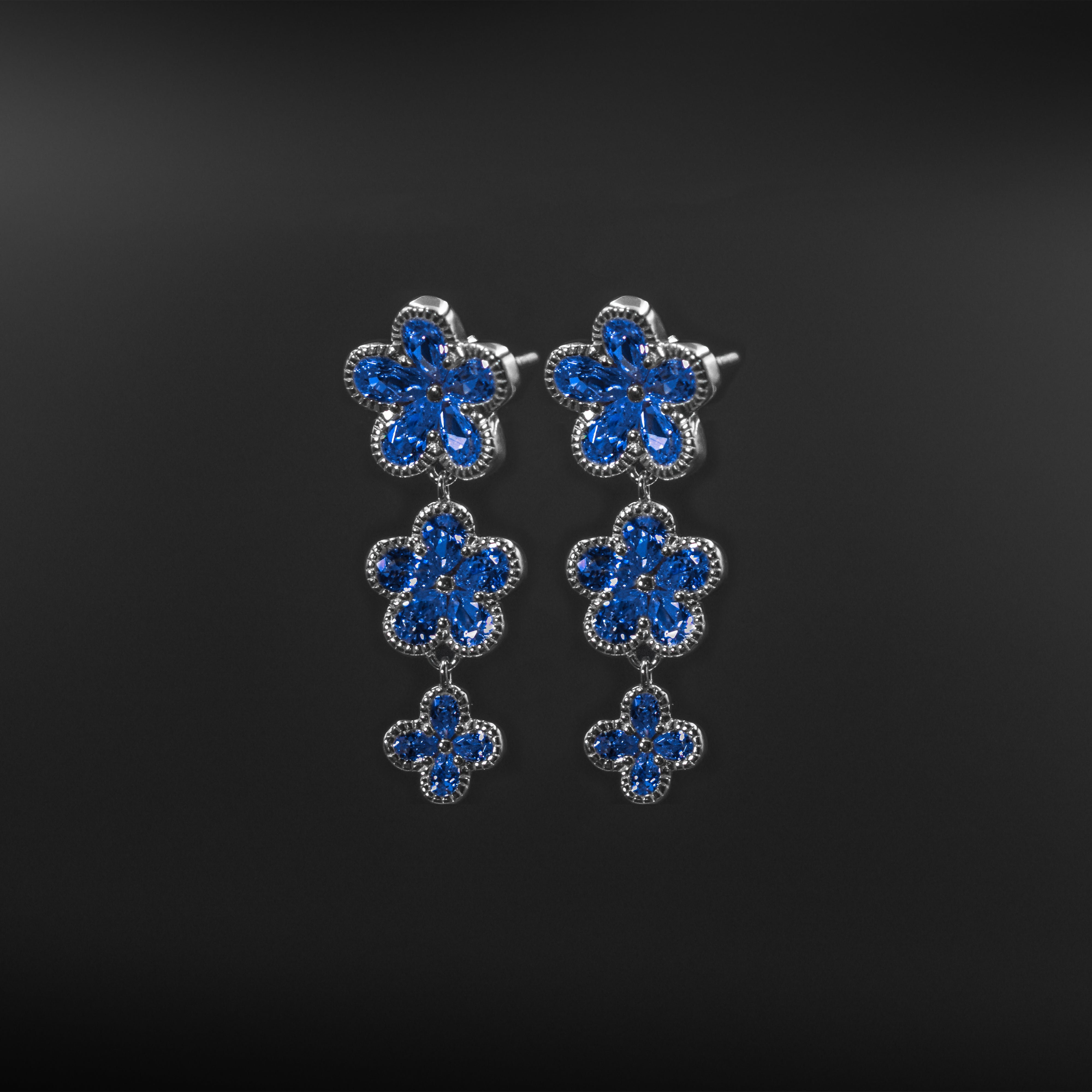 Tri-Flower Dangle Earrings