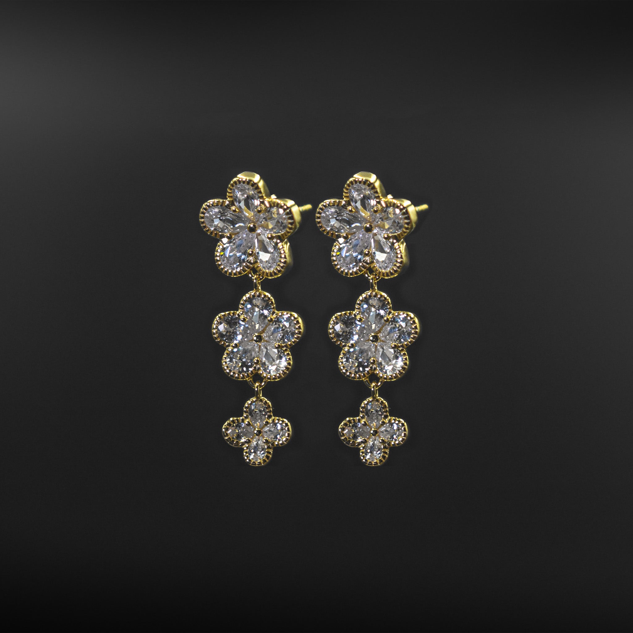 Tri-Flower Dangle Earrings