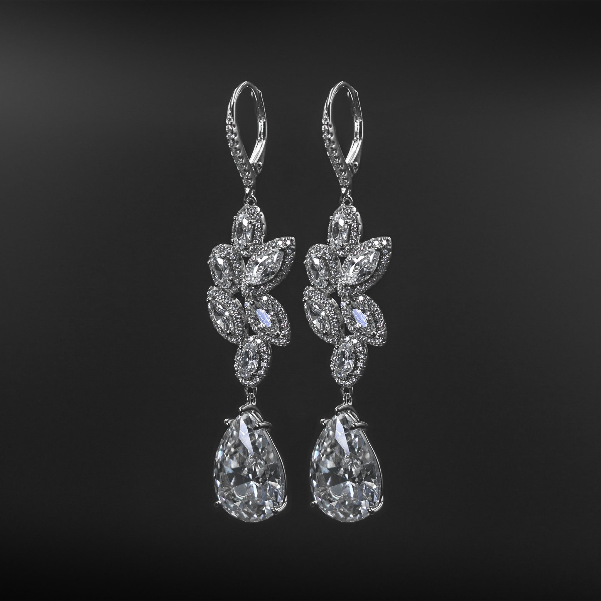 Long Teardrop Bridal Earrings