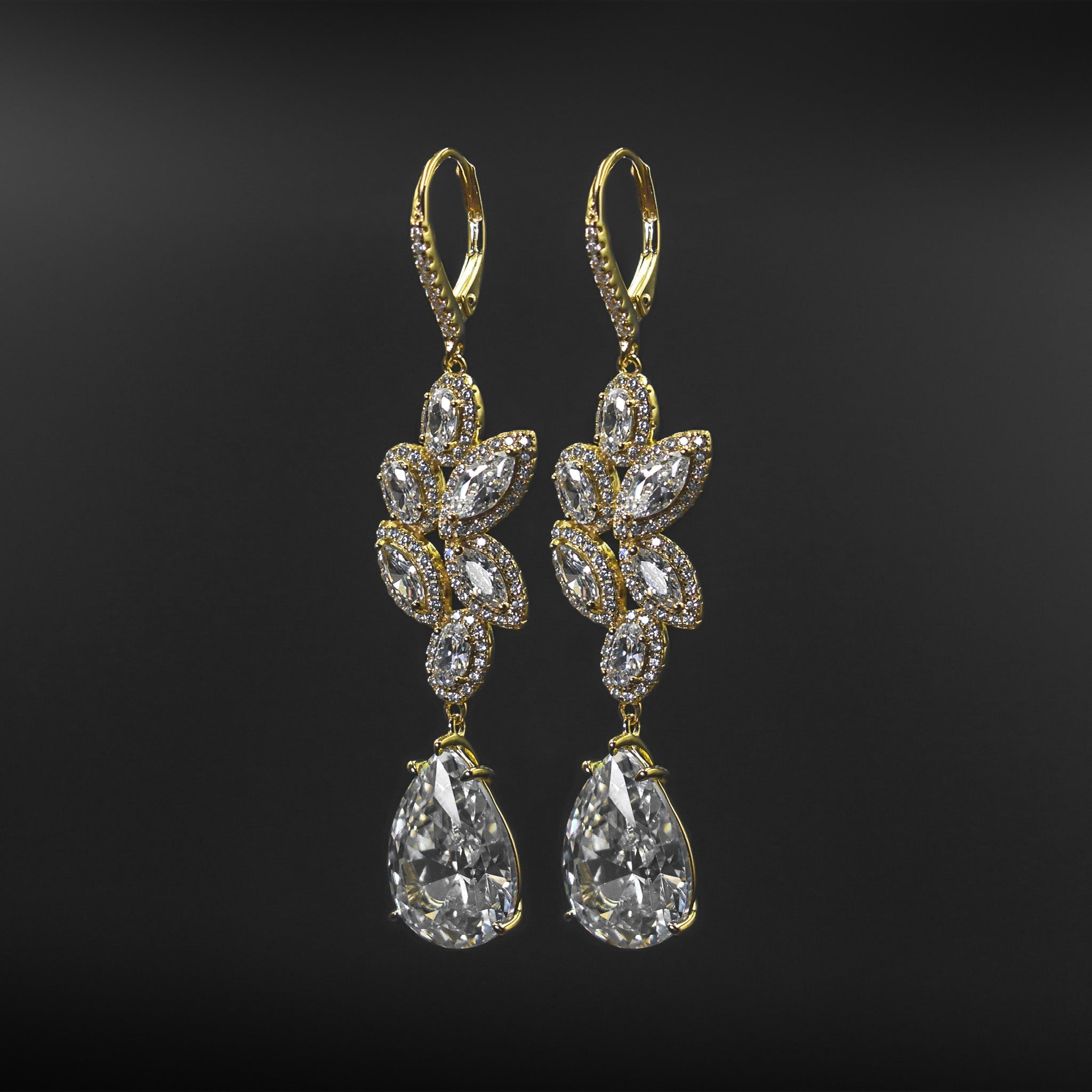 Long Teardrop Bridal Earrings