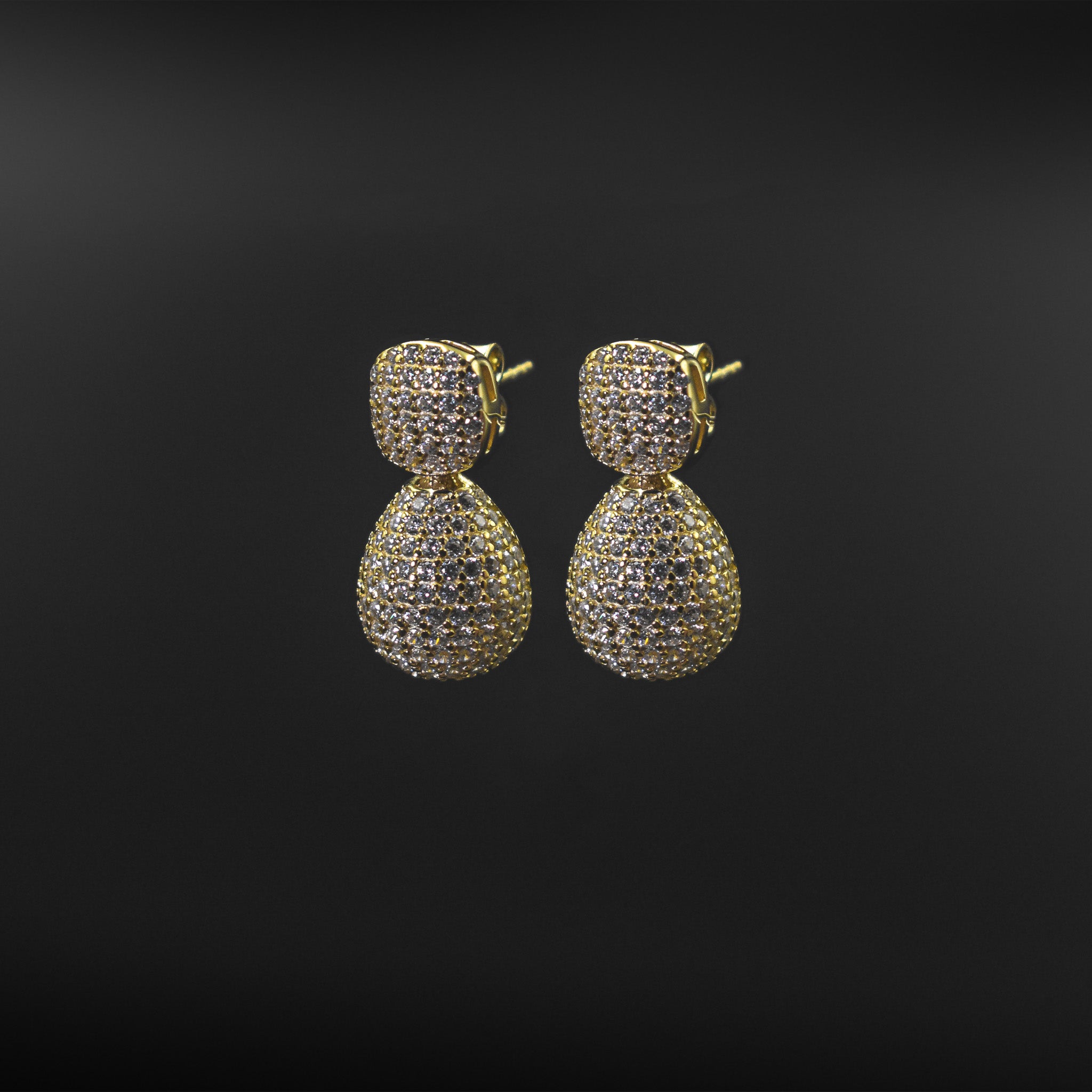 Pavé Ball & Teardrop Drop Earrings