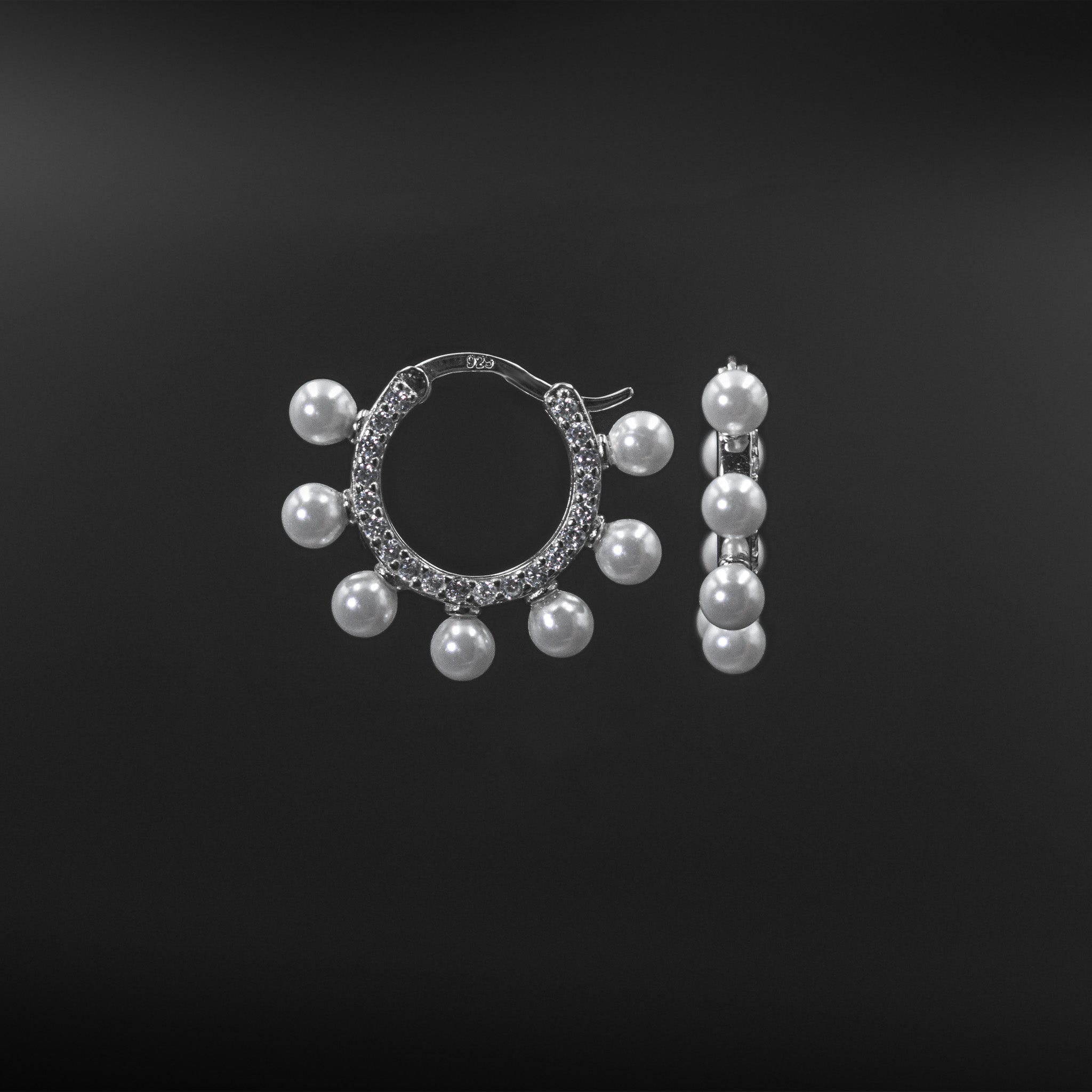 Pearl & Crystal Hoop Earrings