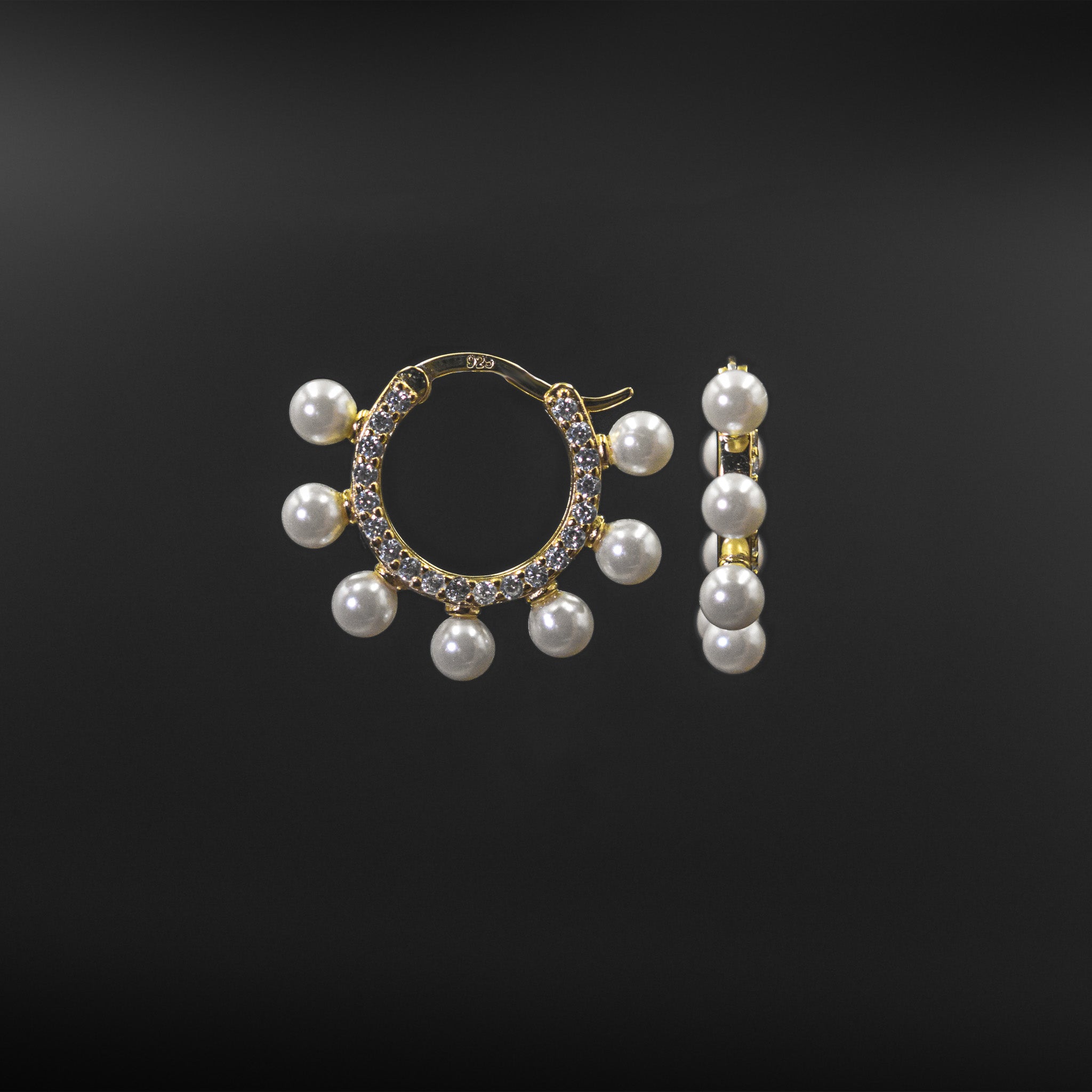 Pearl & Crystal Hoop Earrings