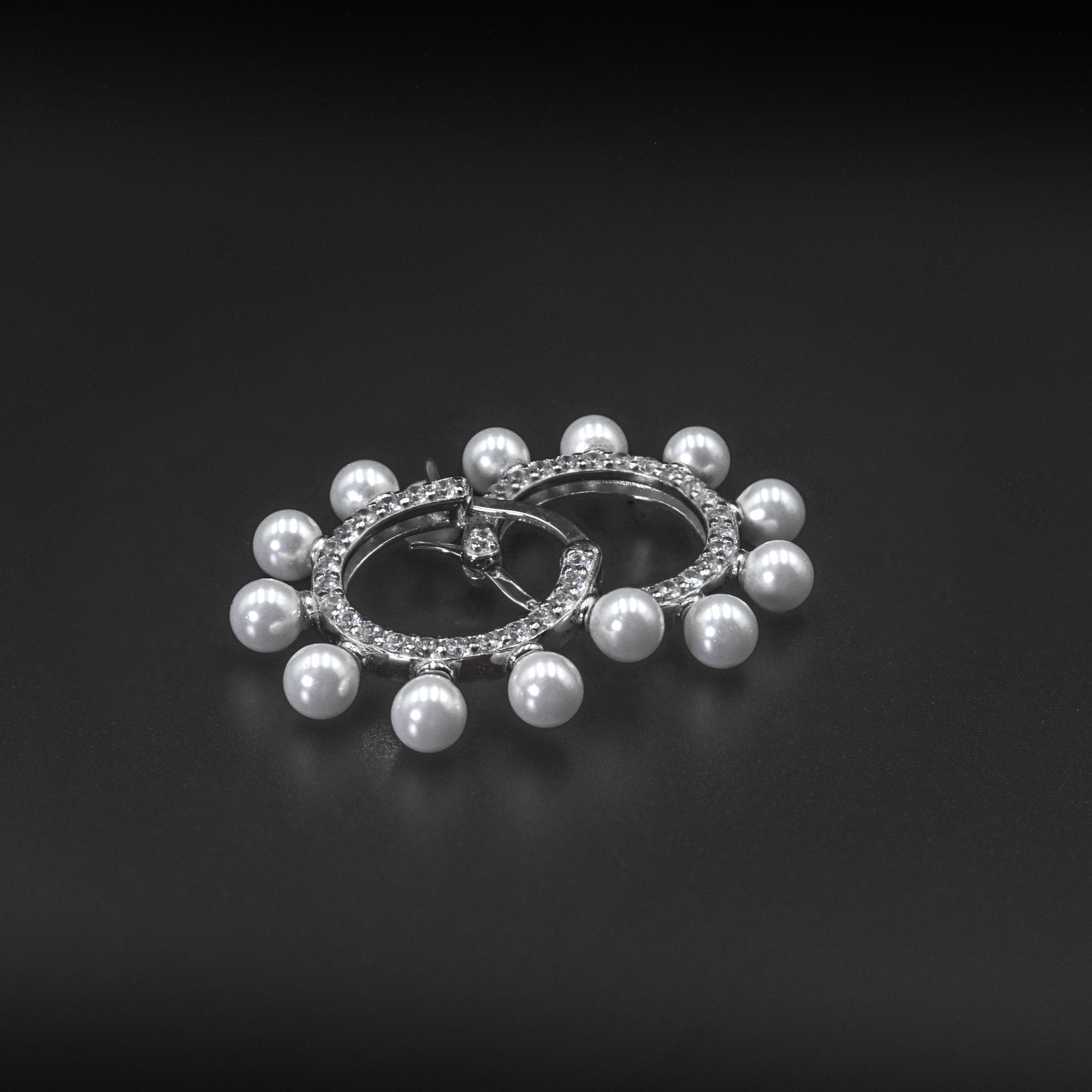 Pearl & Crystal Hoop Earrings