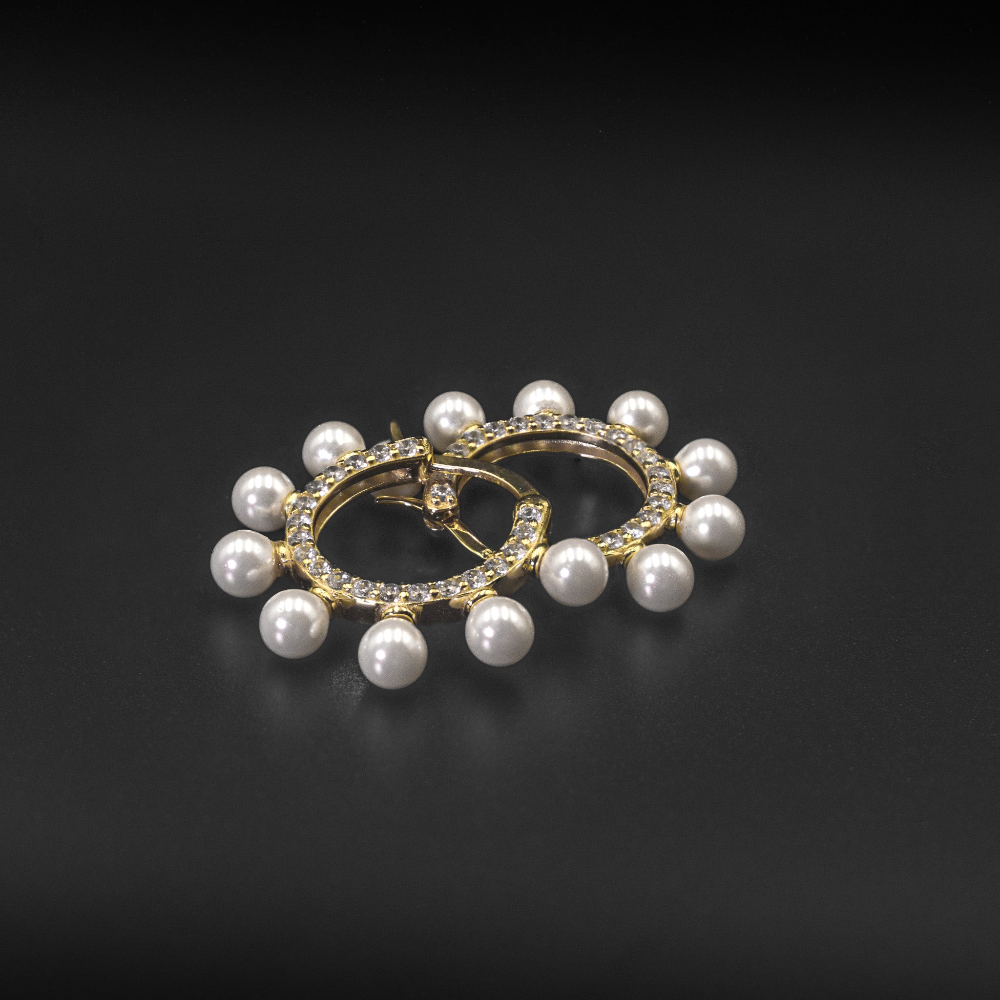 Pearl & Crystal Hoop Earrings