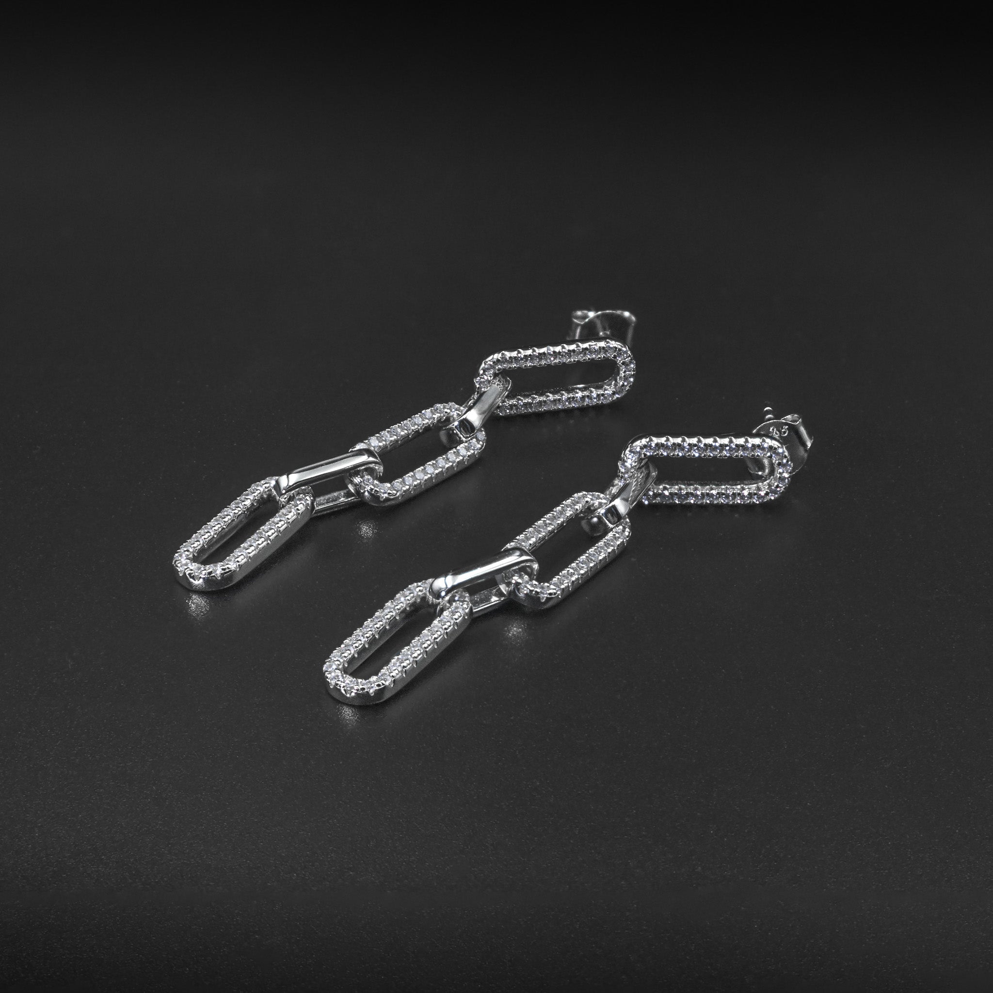 Pavé Paperclip Dangle Earrings