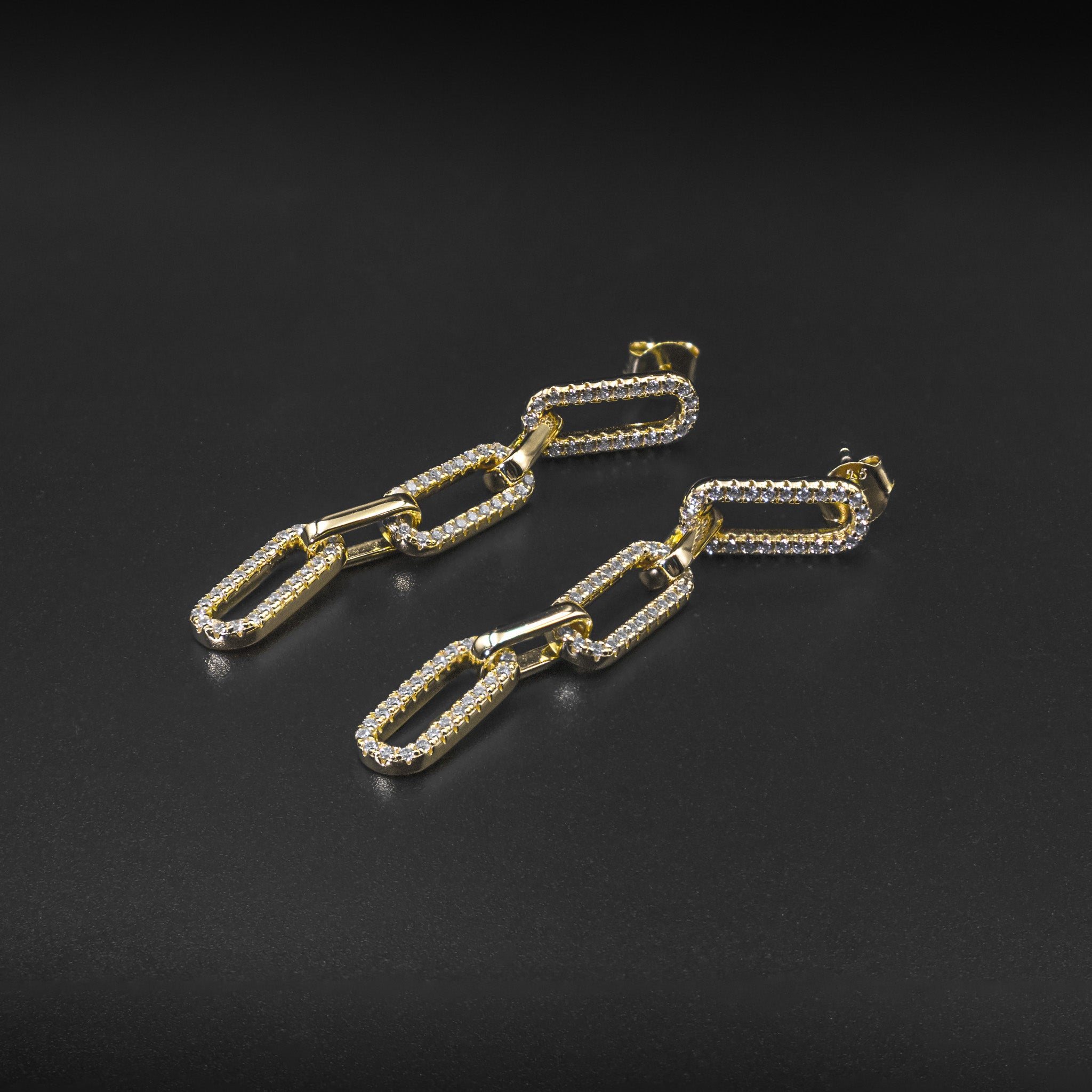 Pavé Paperclip Dangle Earrings