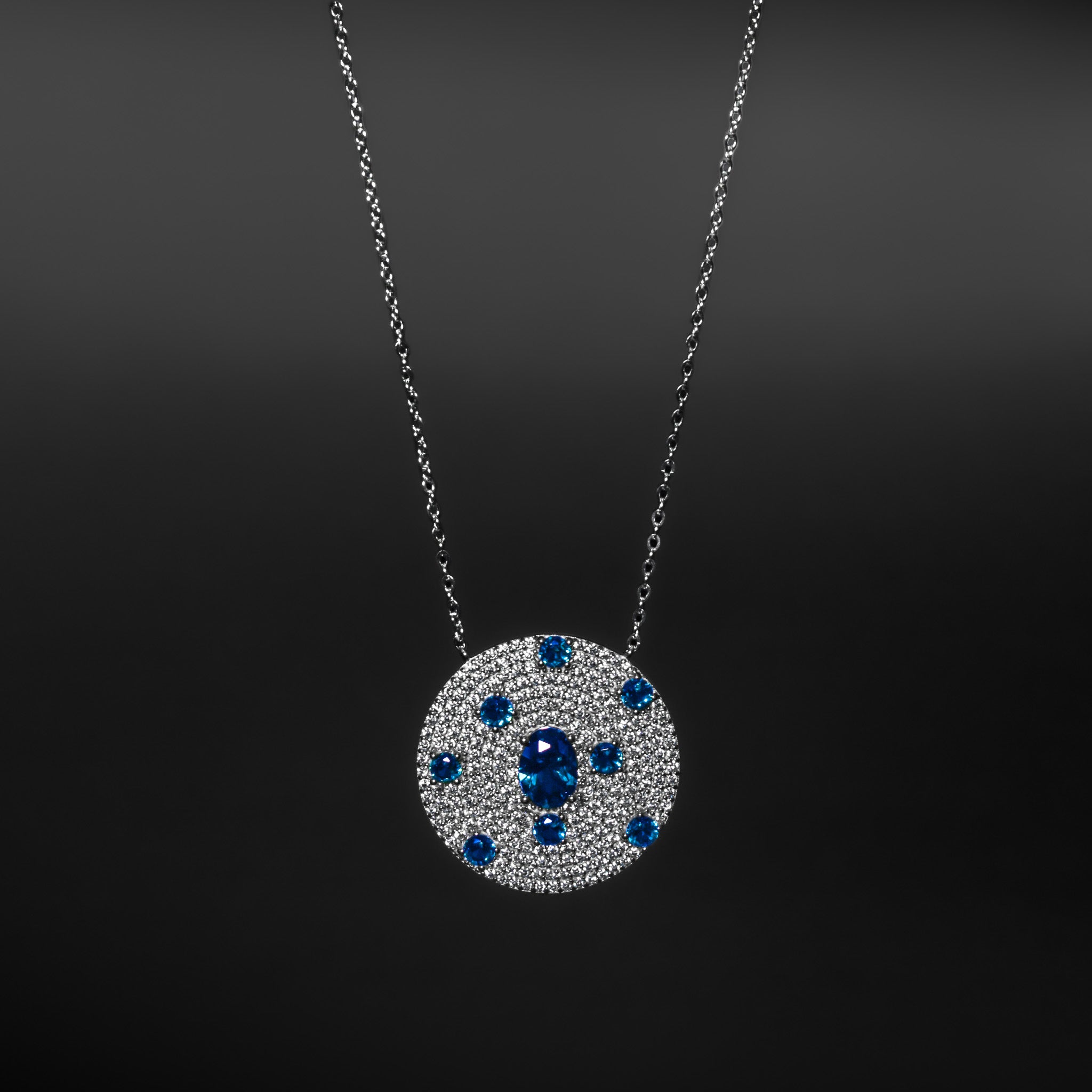 Circular Diamond Pendant Necklace
