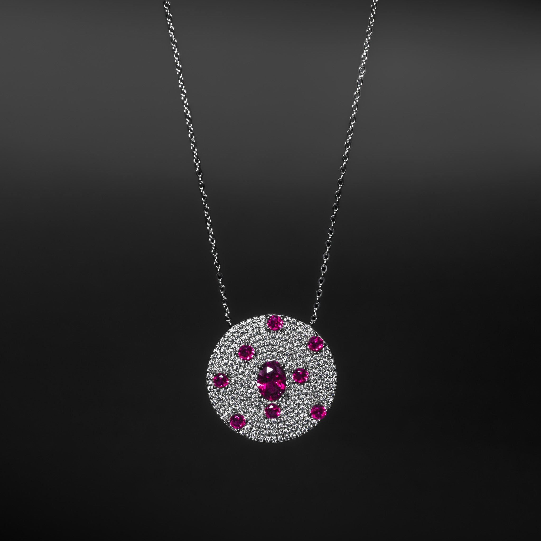 Circular Diamond Pendant Necklace