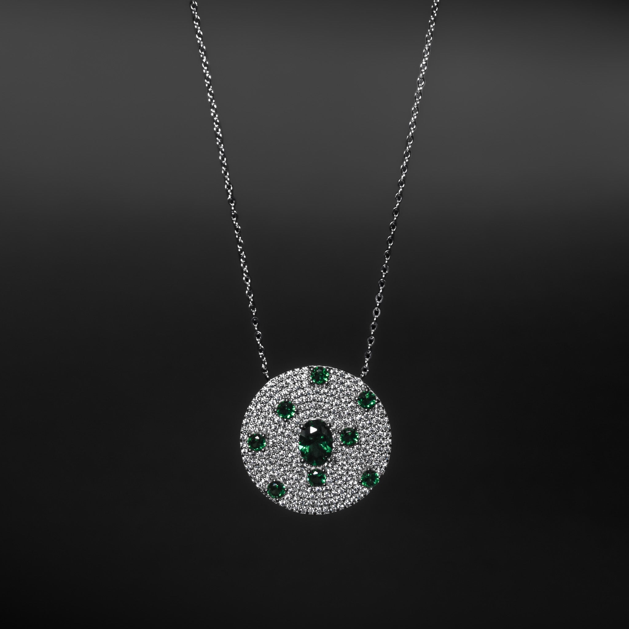 Circular Diamond Pendant Necklace