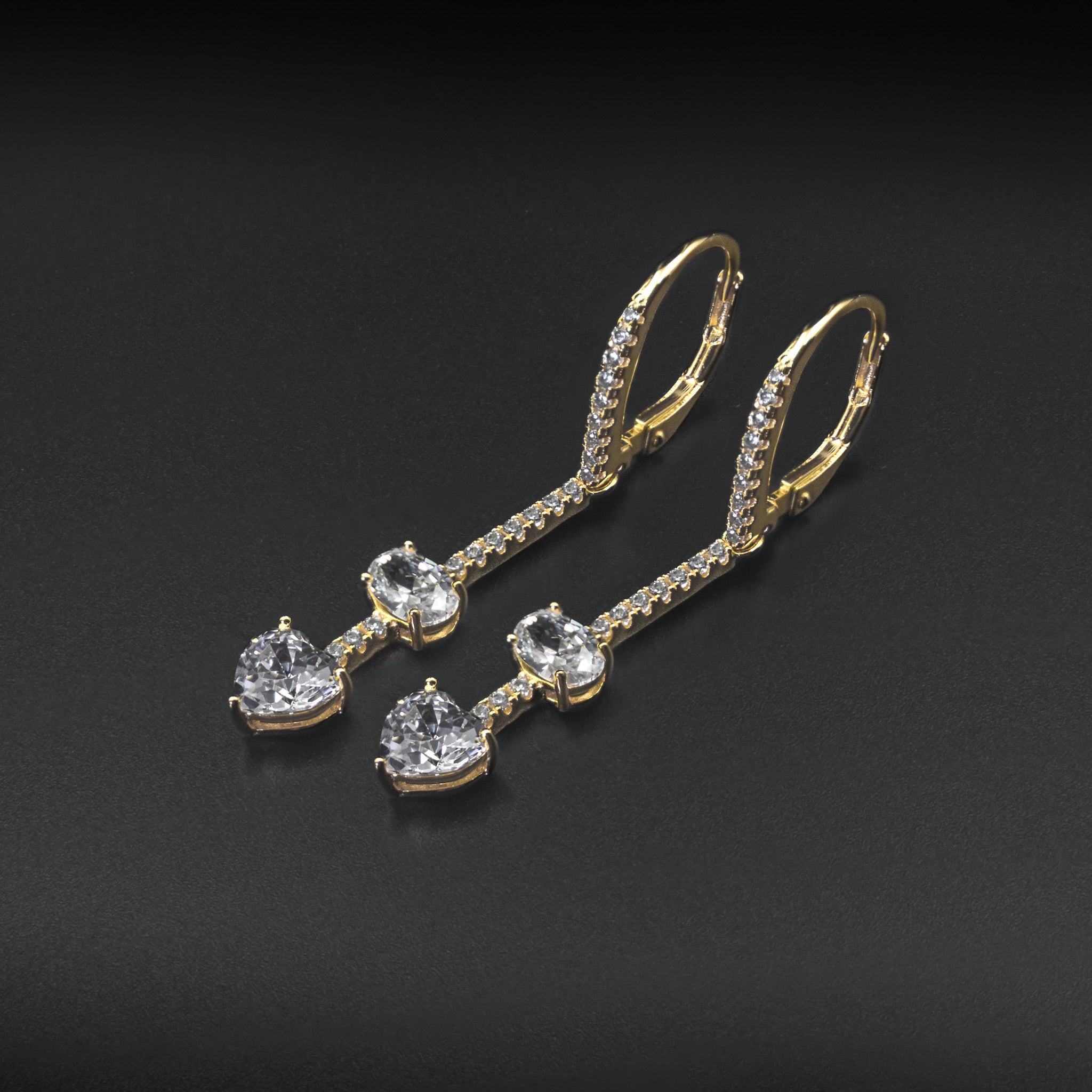 Diamond Heart Drop Earrings