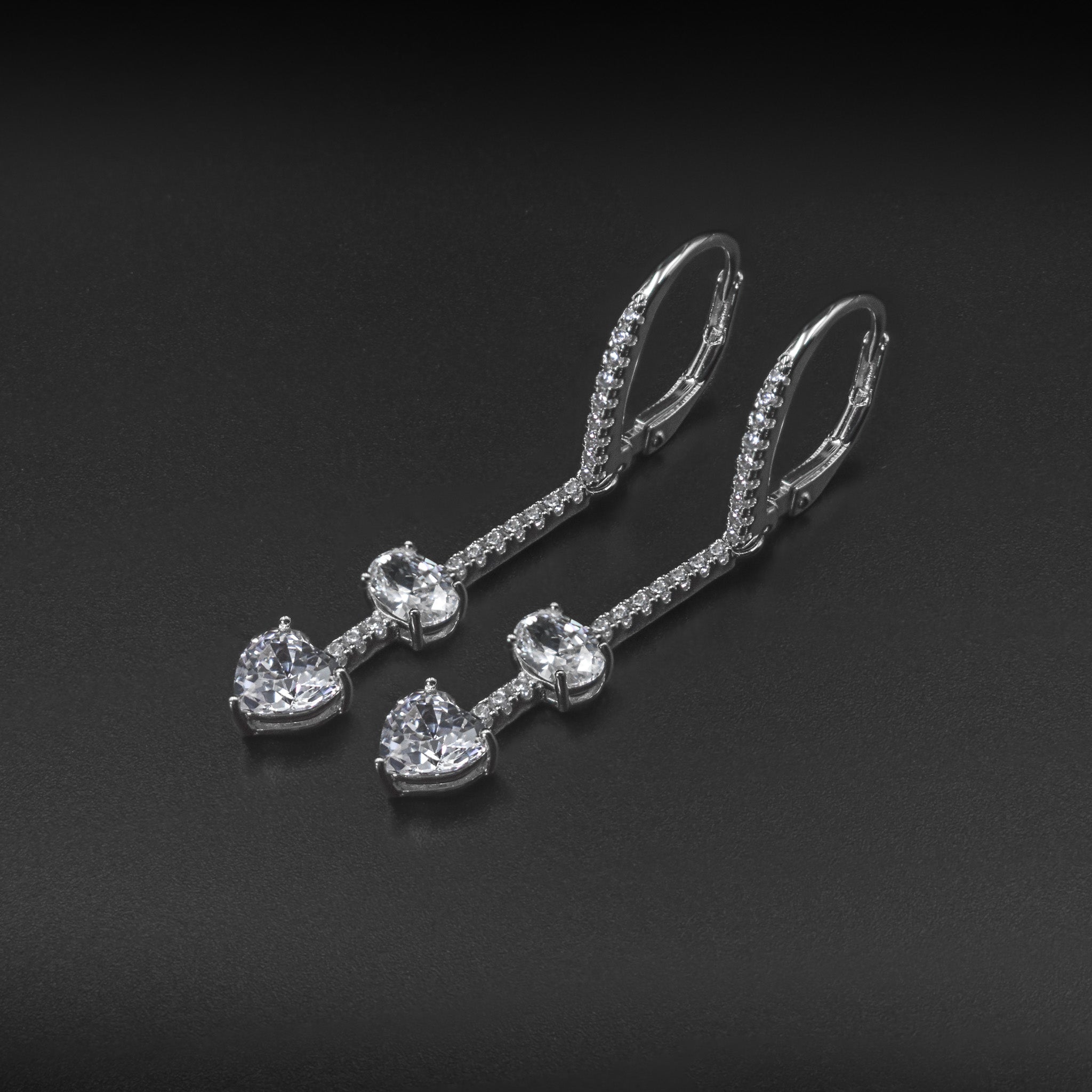Diamond Heart Drop Earrings