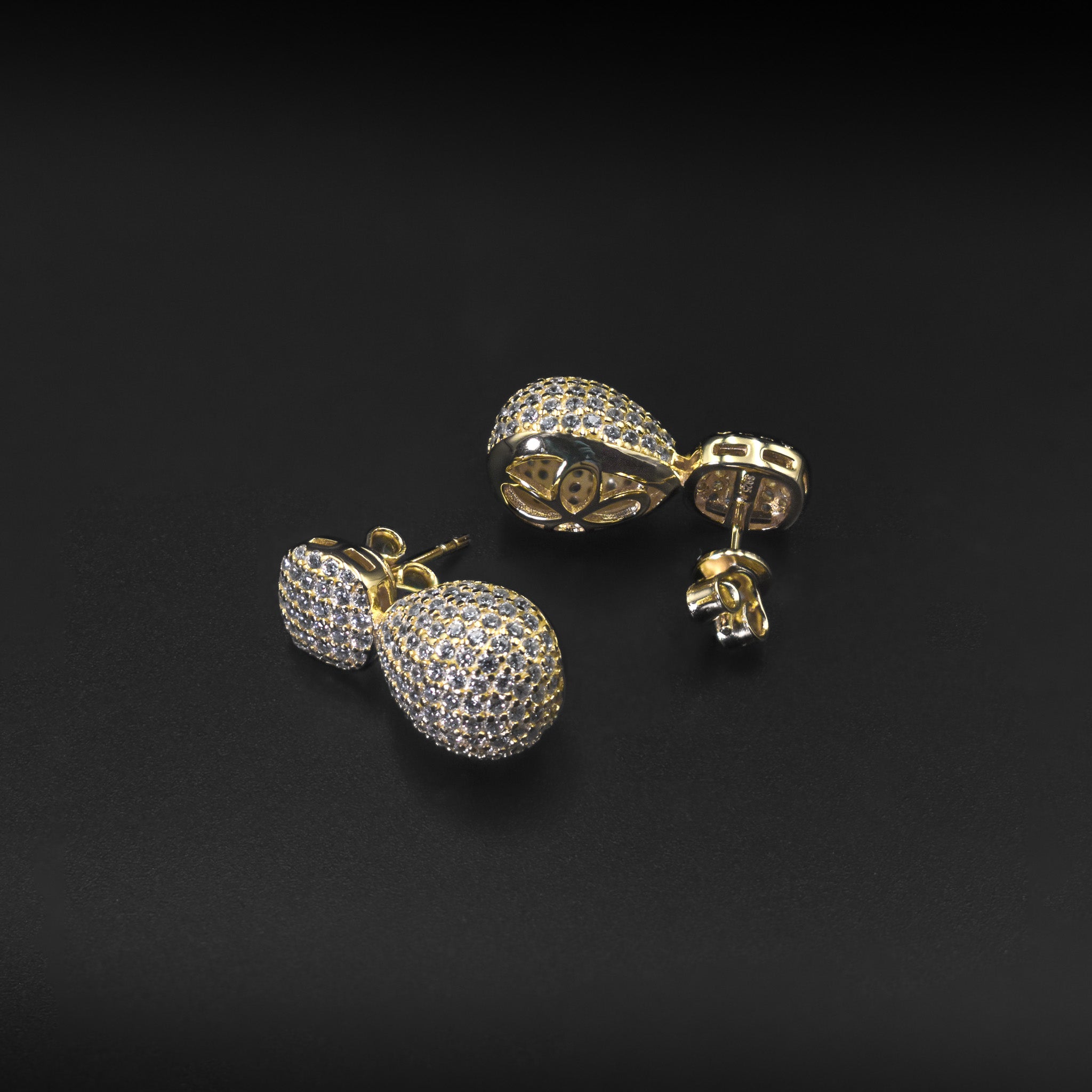 Pavé Ball & Teardrop Drop Earrings