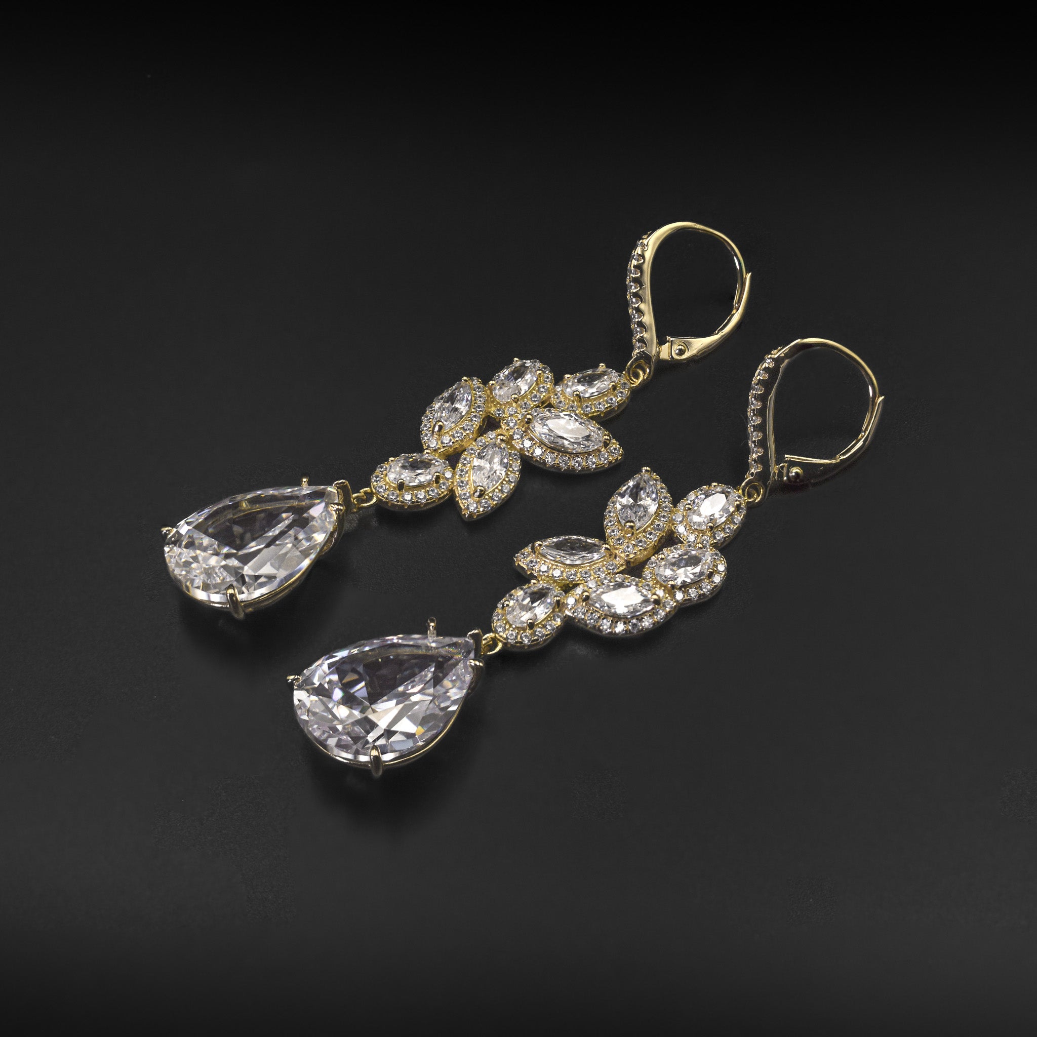 Long Teardrop Bridal Earrings