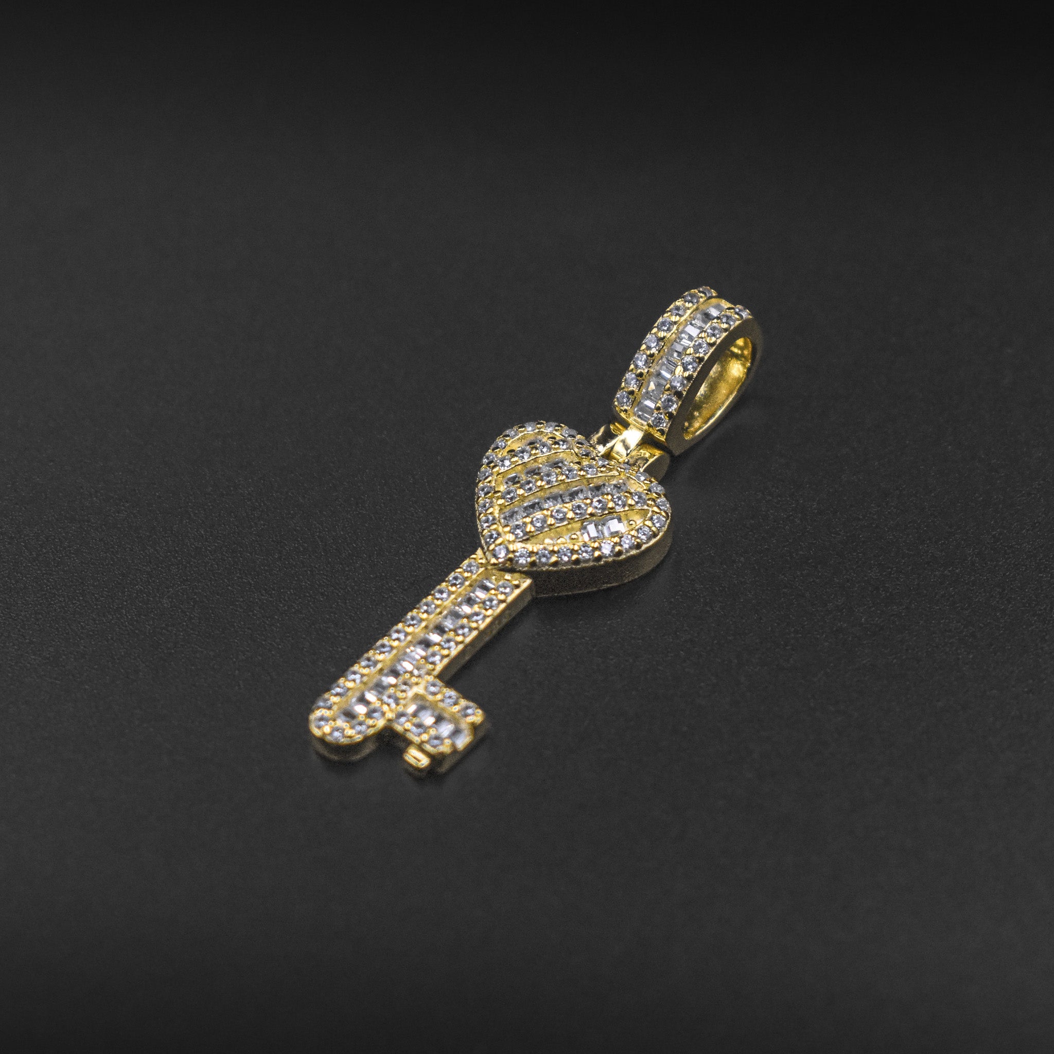 Diamond Heart Key Pendant