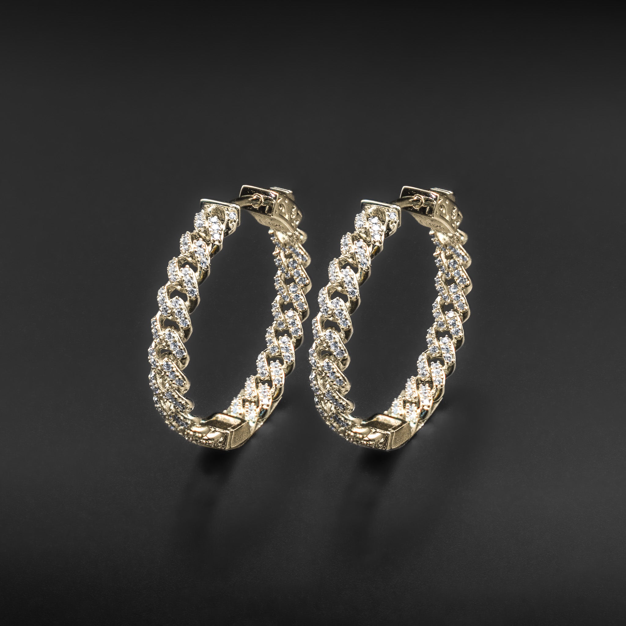 Diamond Cuban Link Hoop Earrings