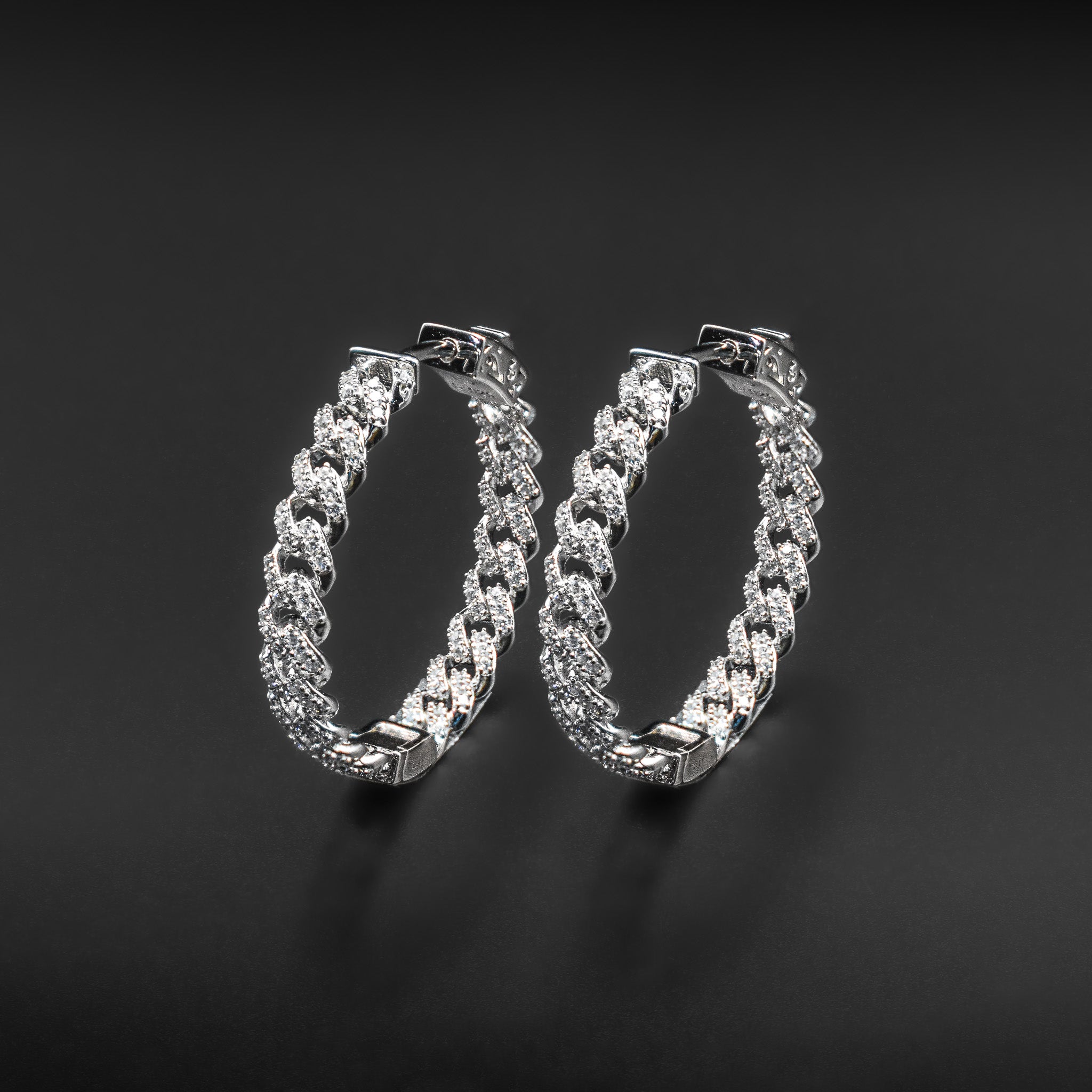 Diamond Cuban Link Hoop Earrings