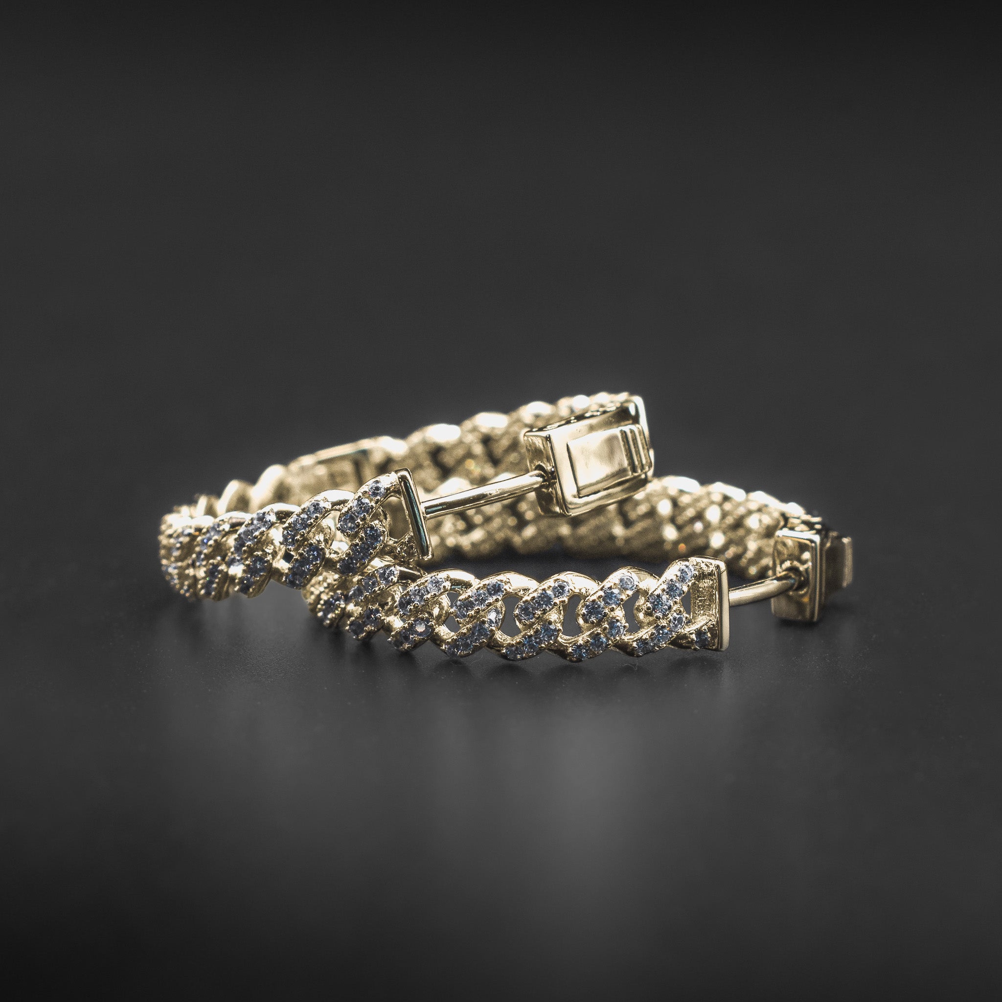 Diamond Cuban Link Hoop Earrings