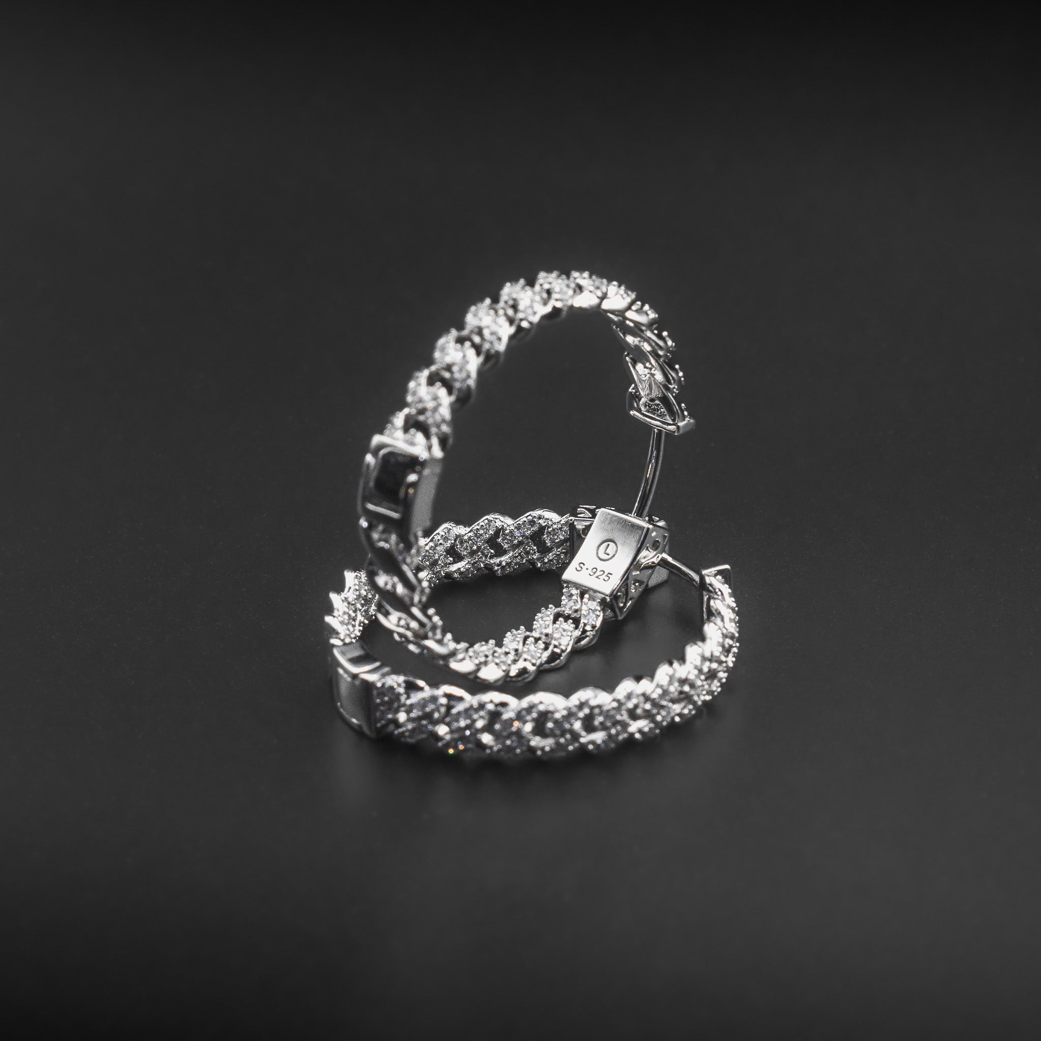 Diamond Cuban Link Hoop Earrings