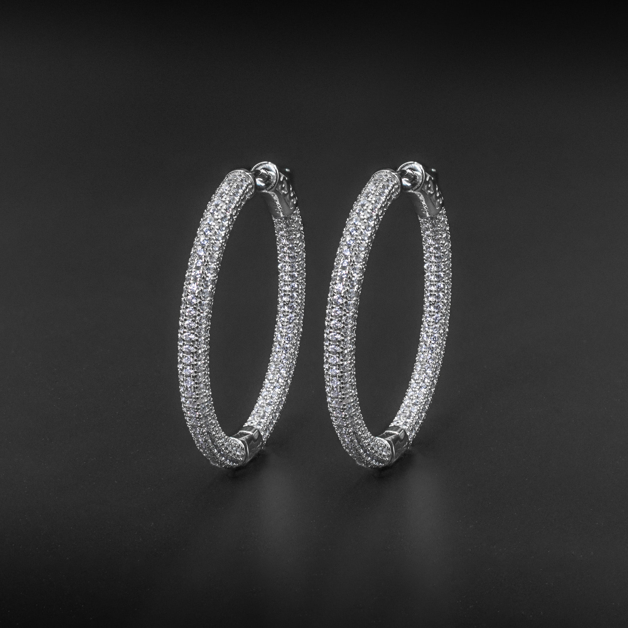 Full Diamond Pavé Medium Hoop Earrings