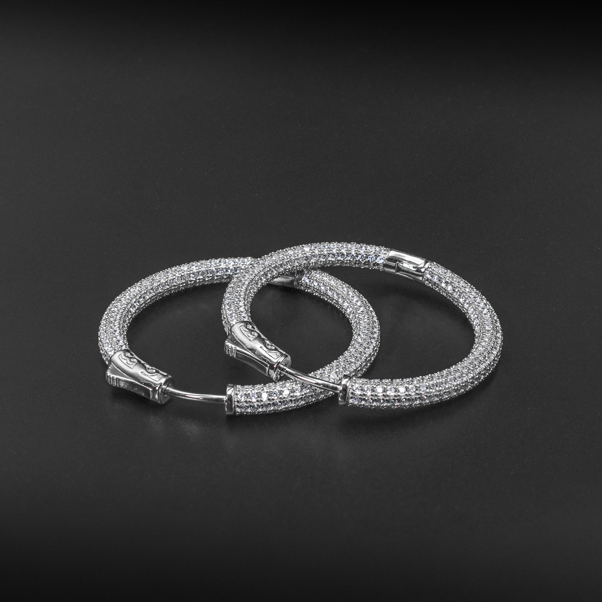 Full Diamond Pavé Medium Hoop Earrings