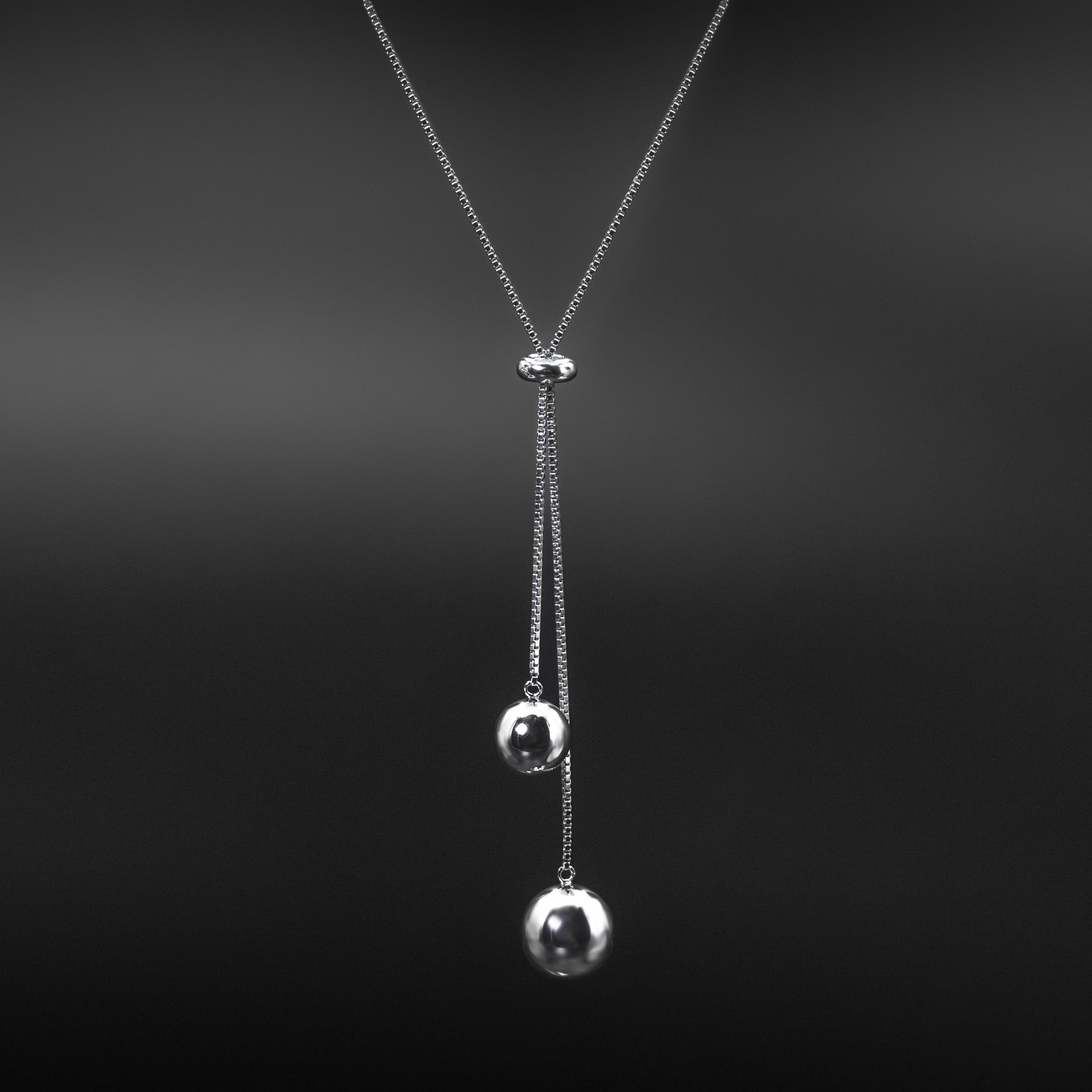 Adjustable Dual Sphere Lariat Necklace
