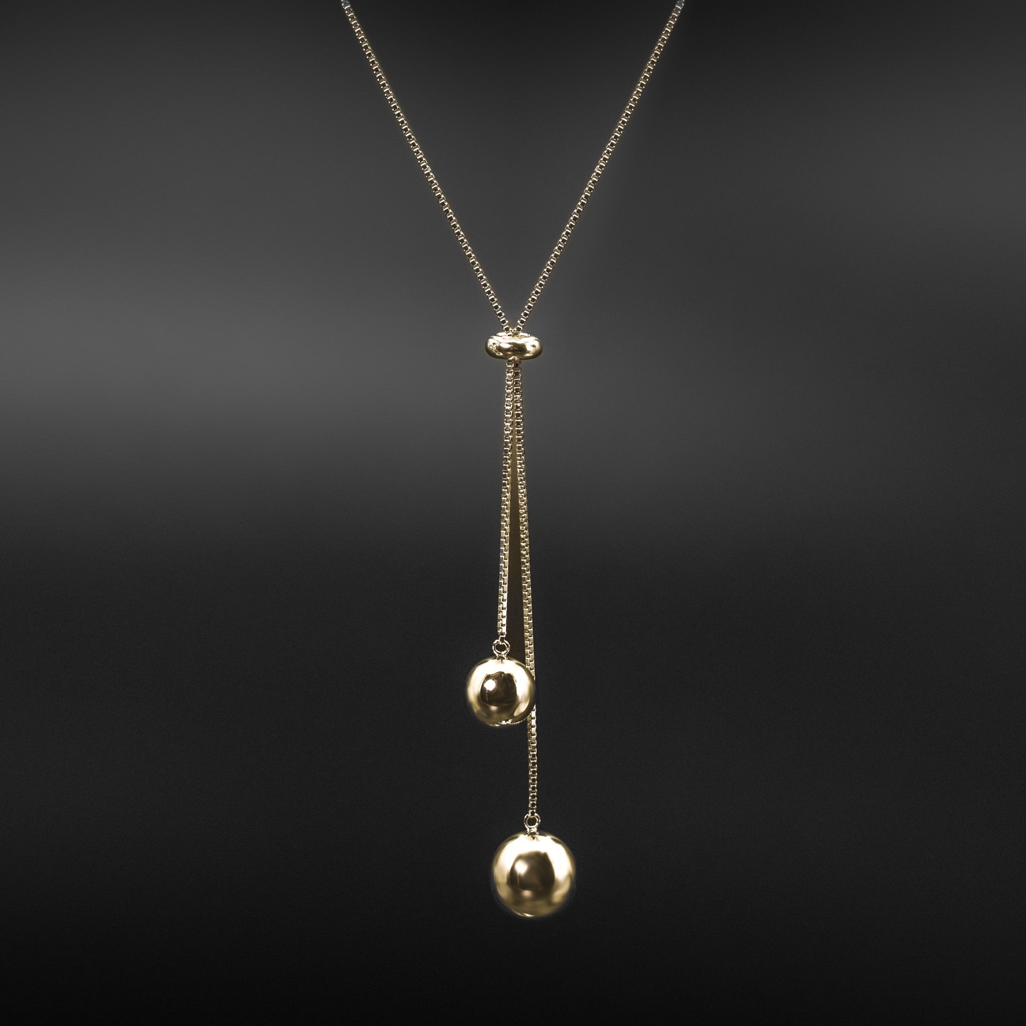 Adjustable Dual Sphere Lariat Necklace