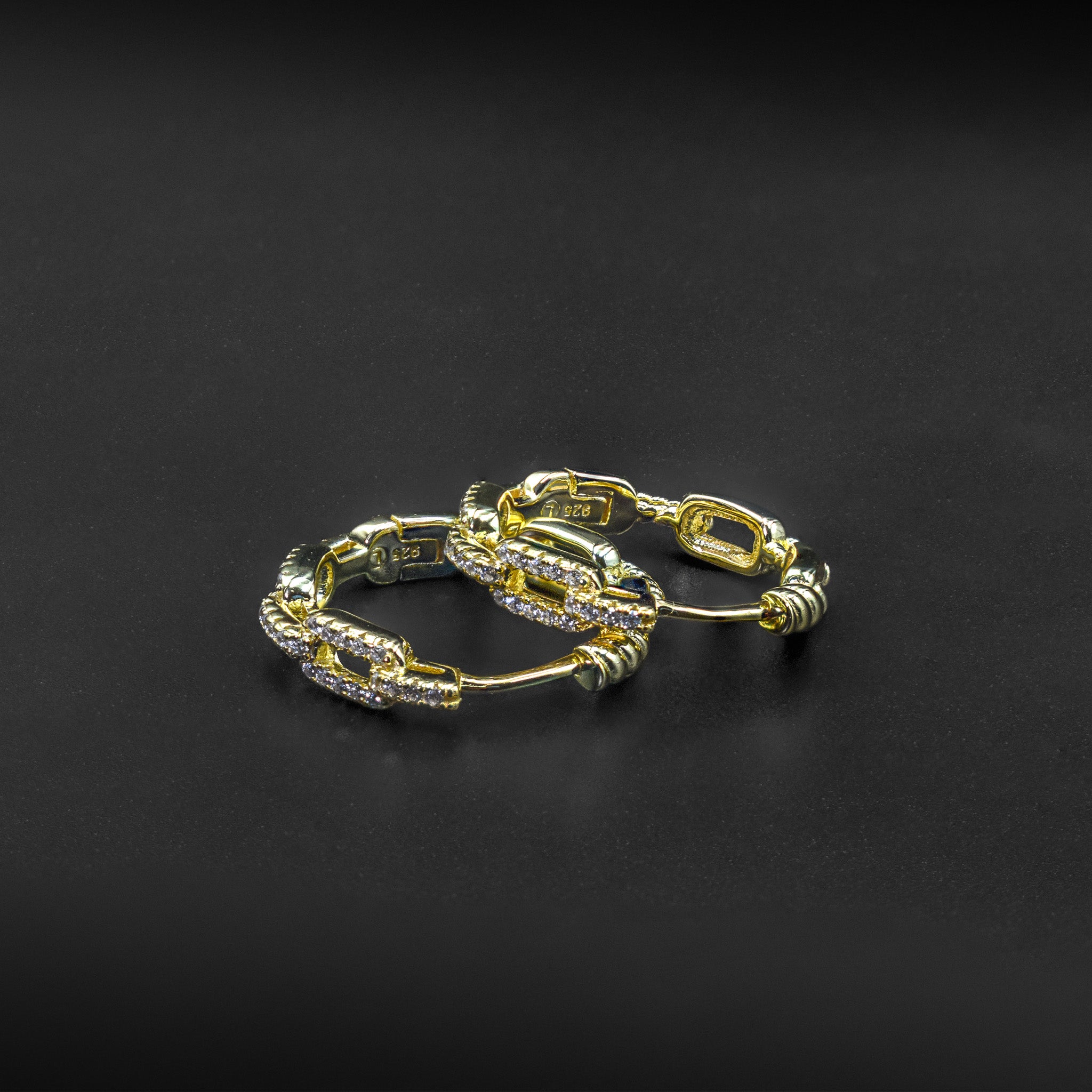 Chain Link Diamond Hoop Earrings