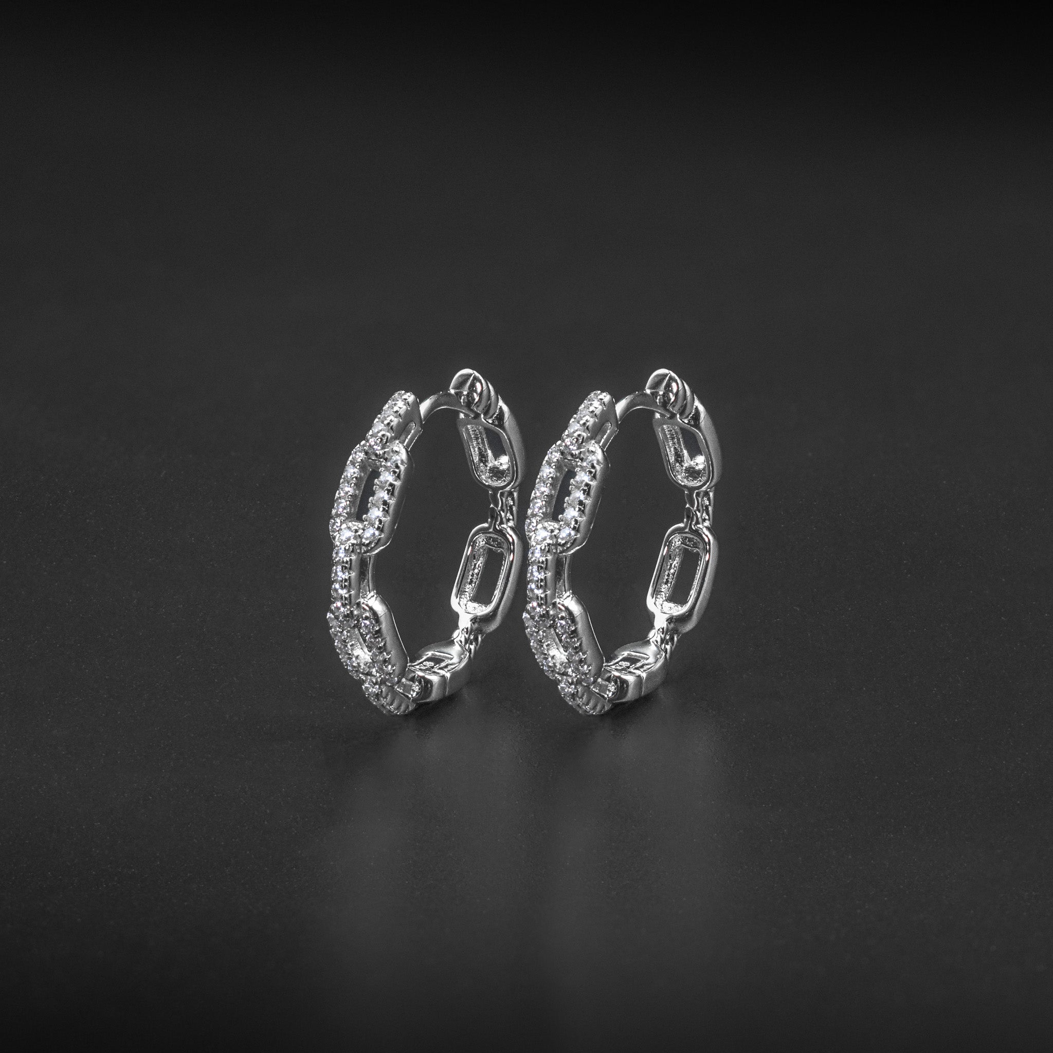 Chain Link Diamond Hoop Earrings