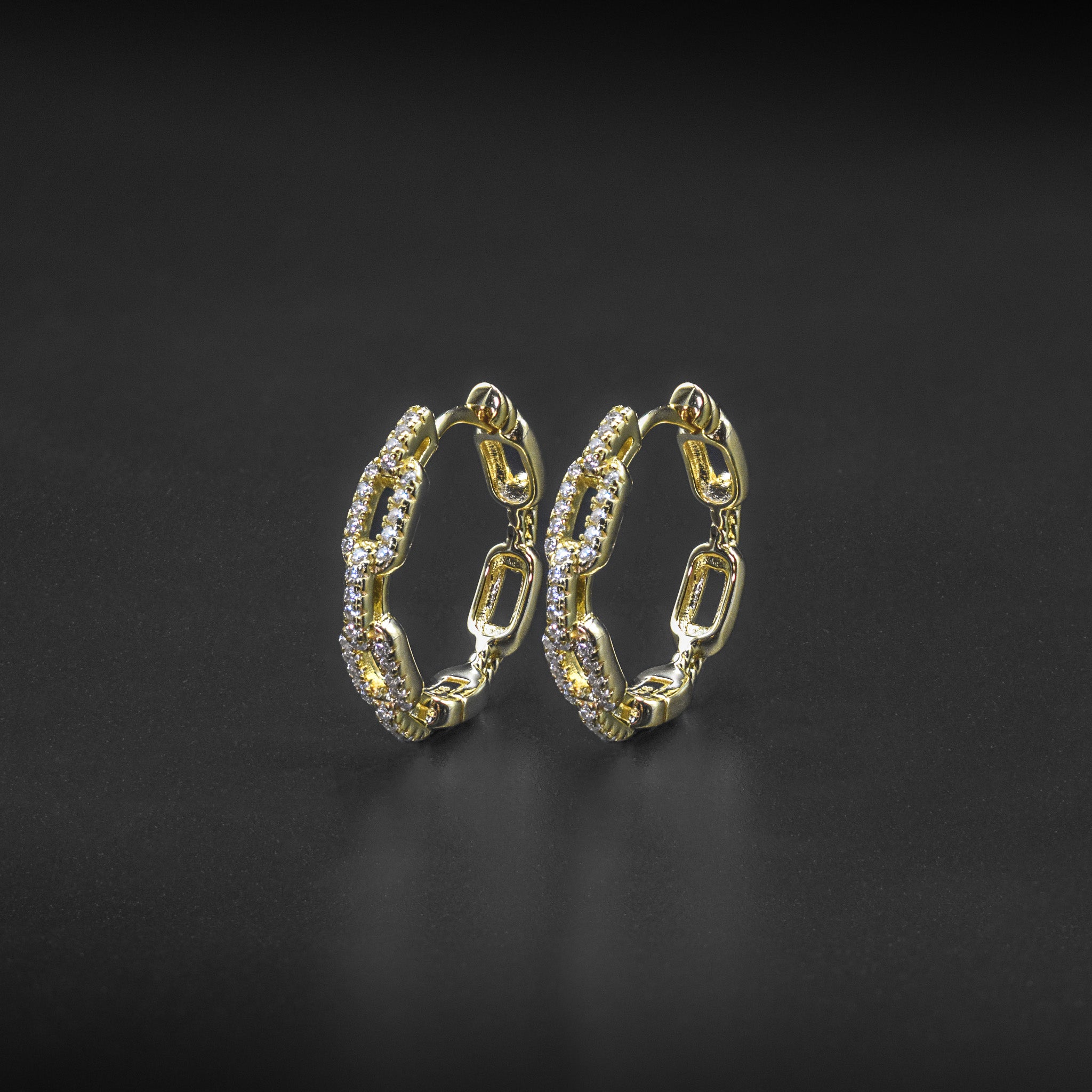 Chain Link Diamond Hoop Earrings