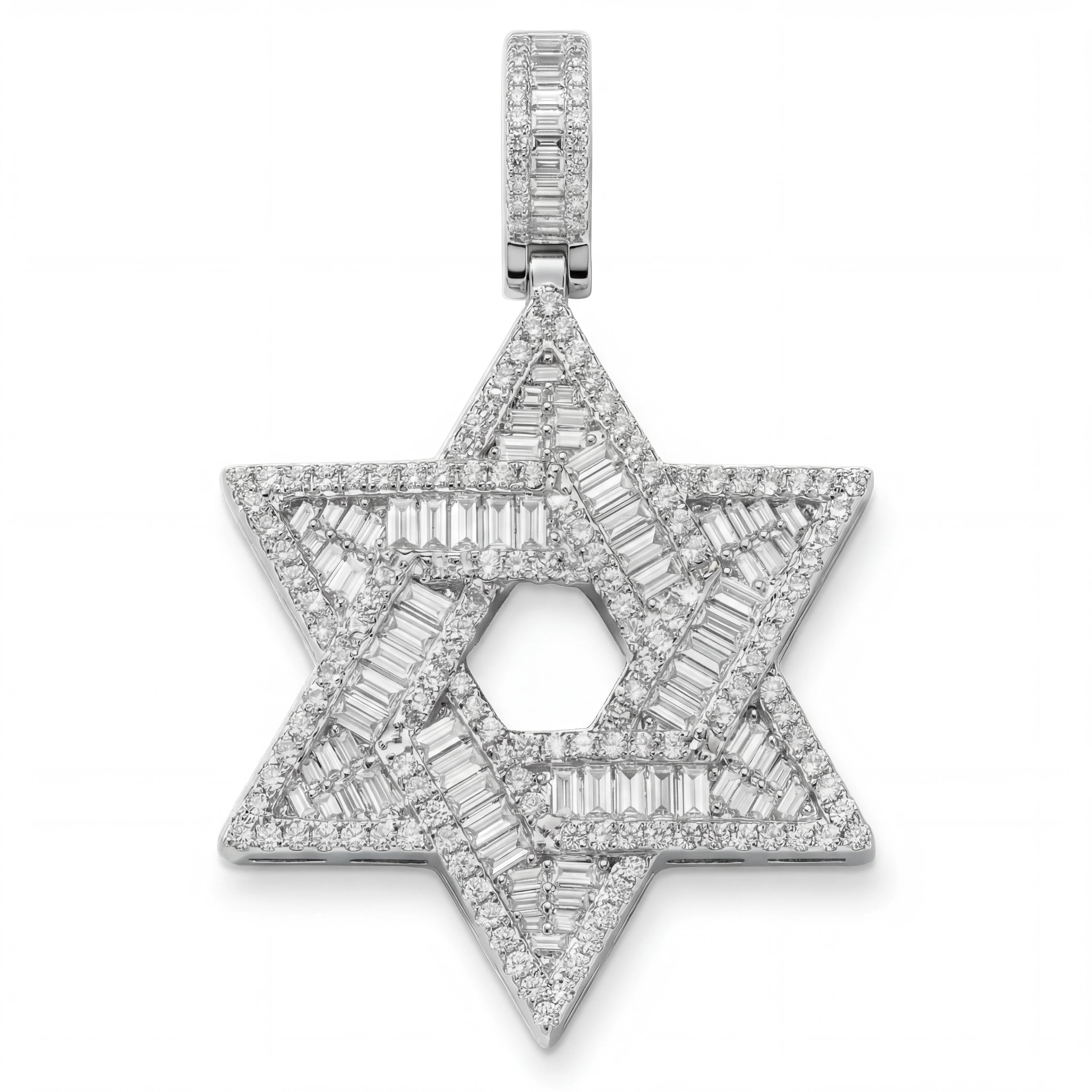 Star of David Pendant – Sterling Silver with Cubic Zirconia | Iced-Out Jewish Necklace Charm
