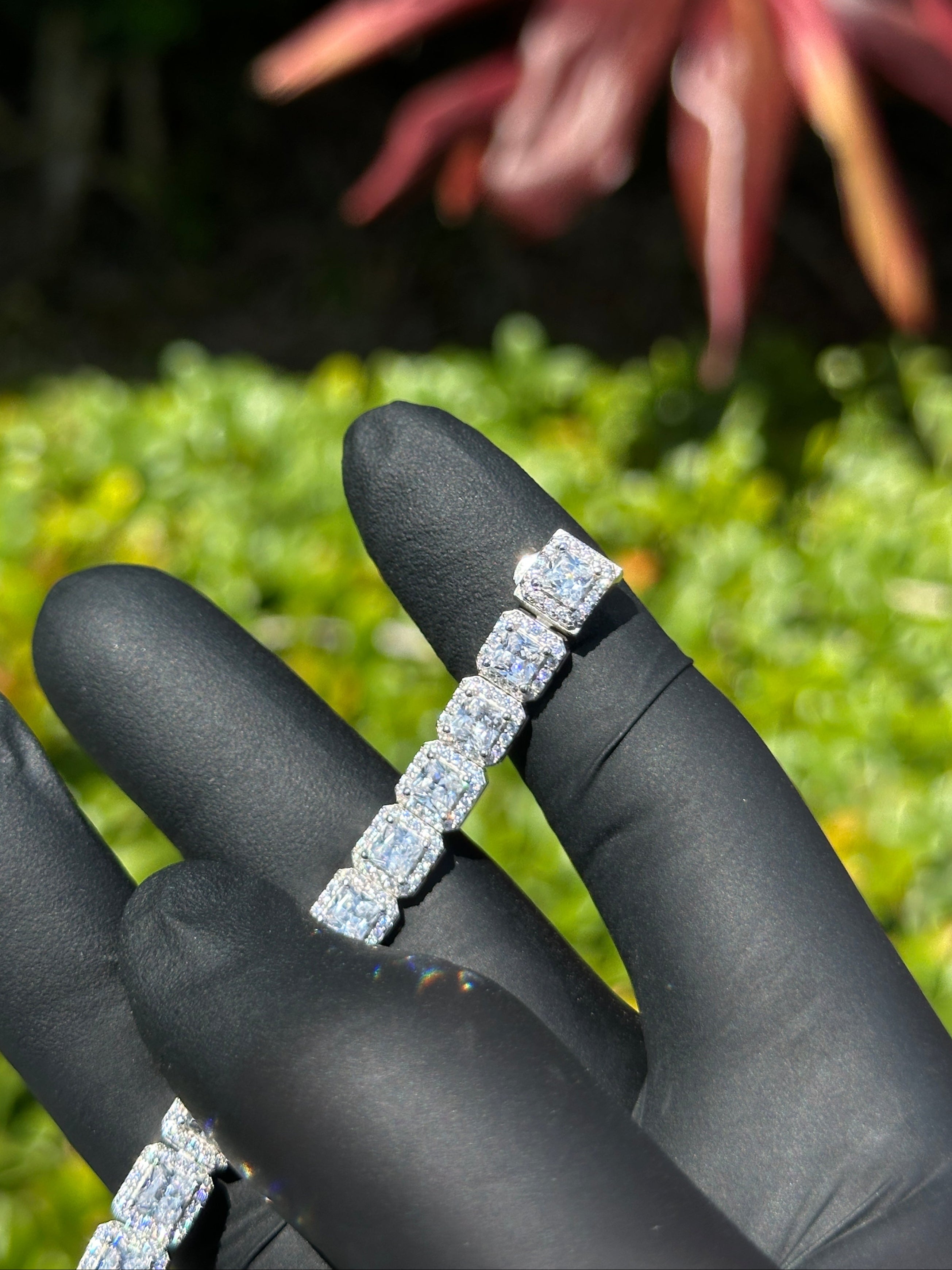 Iced Cluster Link Bracelet – Sterling Silver with Cubic Zirconia | Luxury Statement Bling