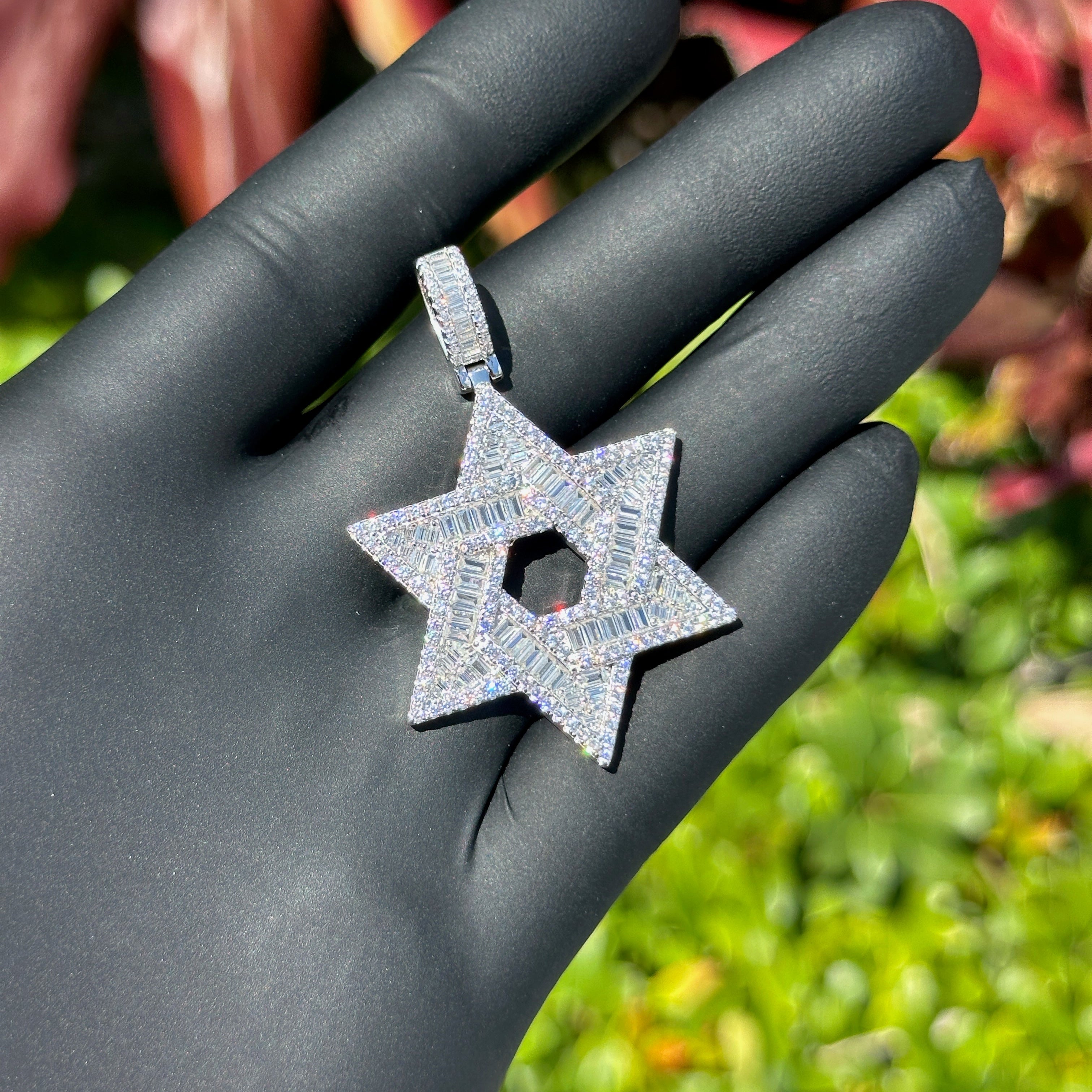 Star of David Pendant – Sterling Silver with Cubic Zirconia | Iced-Out Jewish Necklace Charm