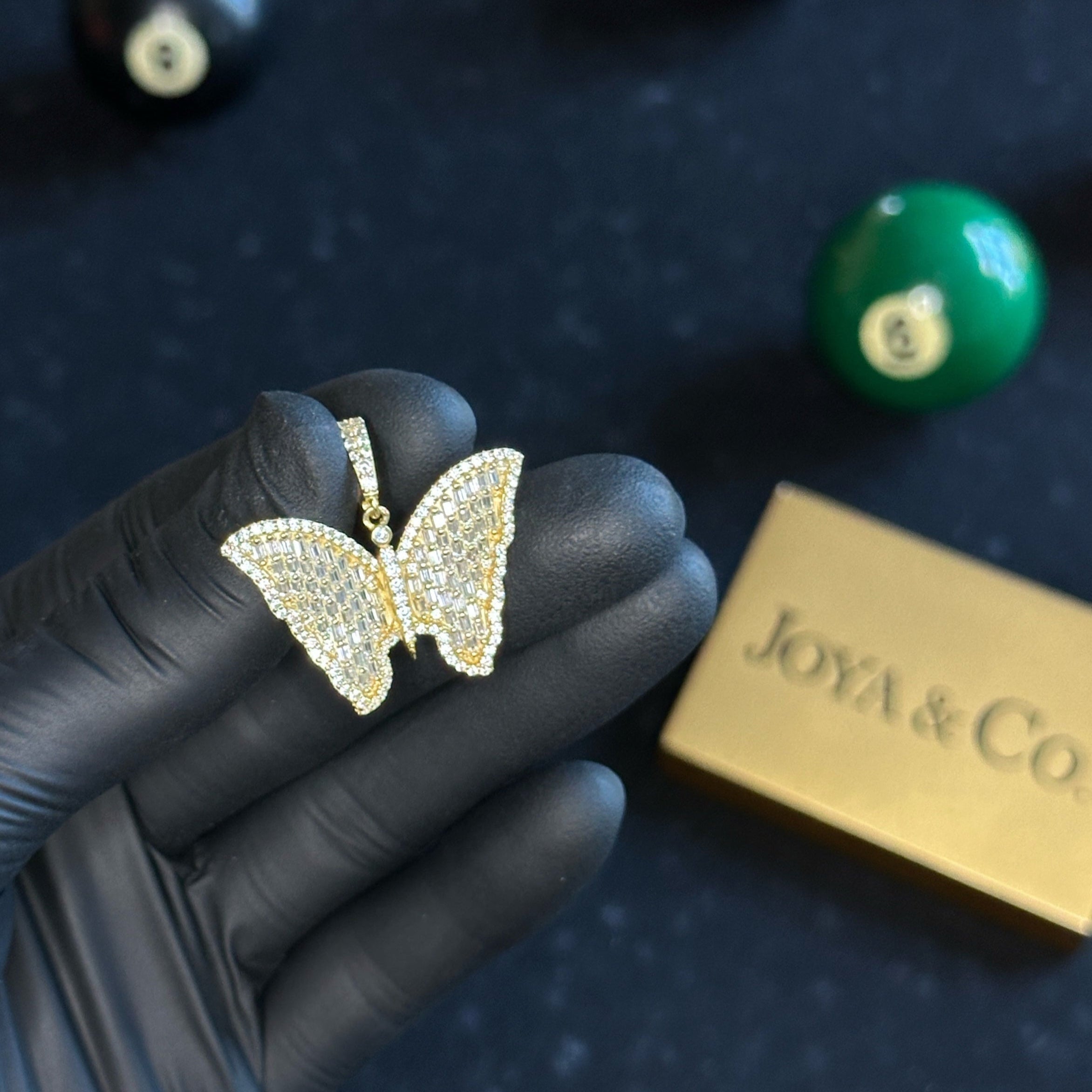 Iced Out Butterfly Pendant – 14k Gold Plated Sterling Silver with Cubic Zirconia | Luxury Statement Jewelry