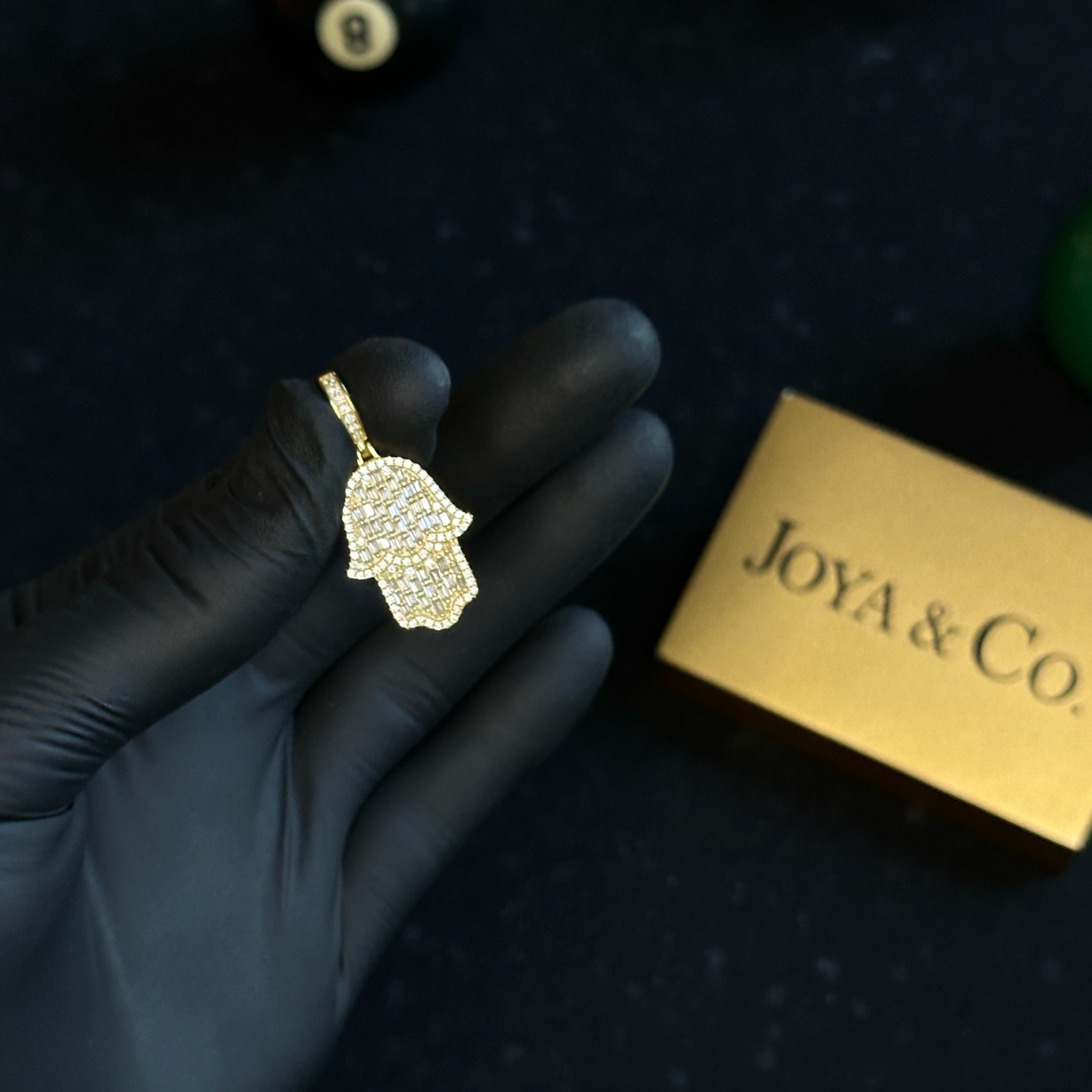 Iced Out Hamsa Pendant – 14k Gold Plated Sterling Silver with Cubic Zirconia | Luxury Protection Charm