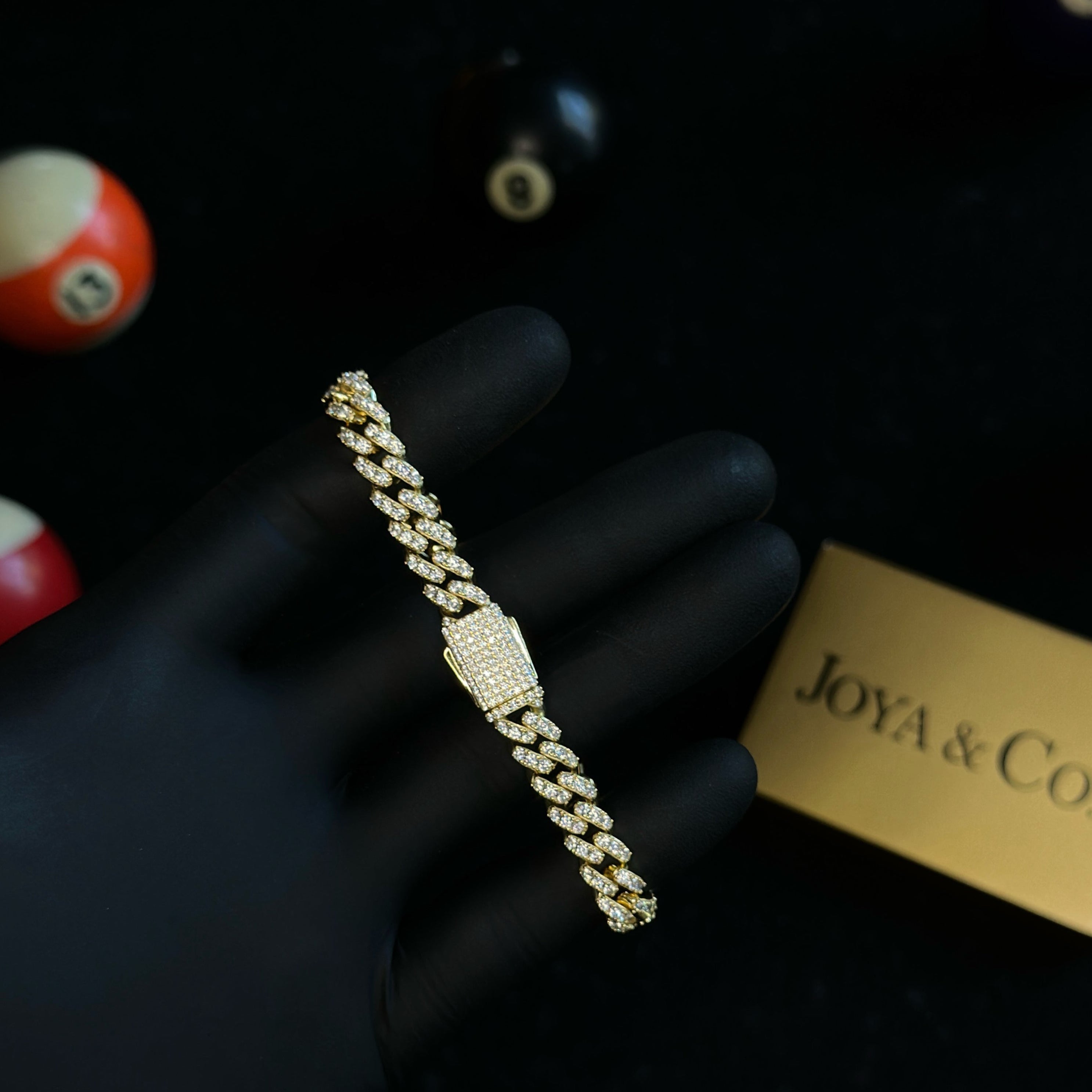 Iced Out Cuban Link Bracelet – 14K Gold Plated Sterling Silver with CZ – Bold Hip Hop Bling Wristwear