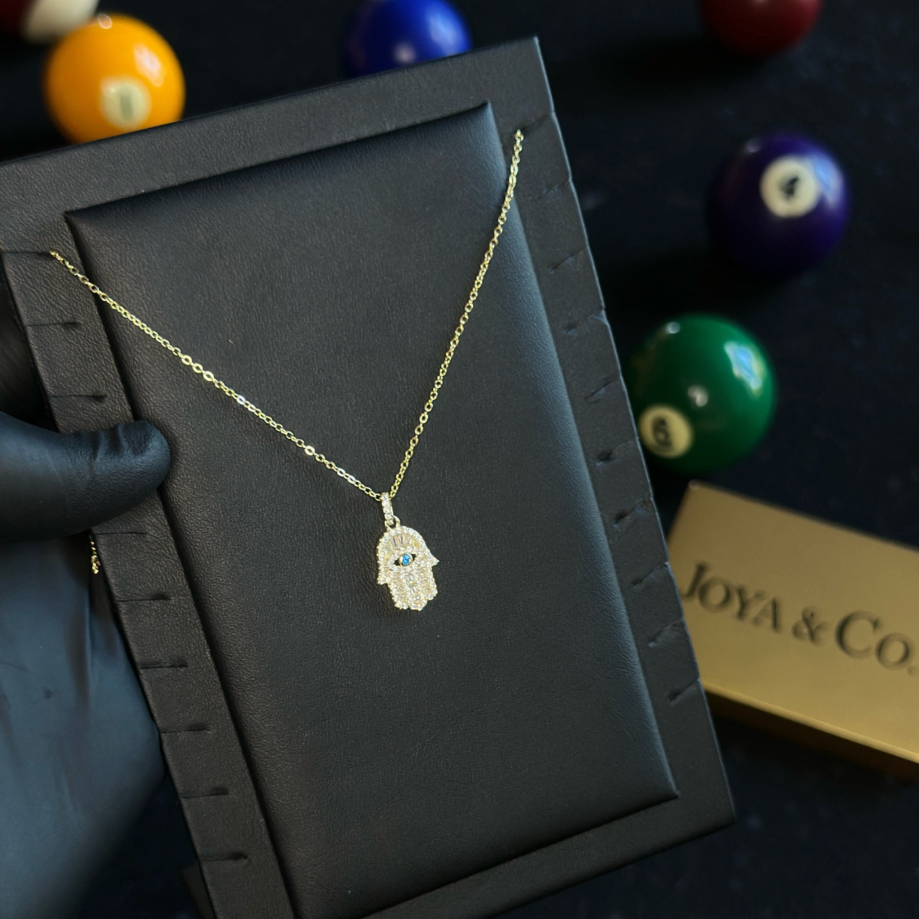 Hamsa Hand Necklace with Evil Eye – Sterling Silver with CZ Stone Dainty Spiritual Protection Jewelry