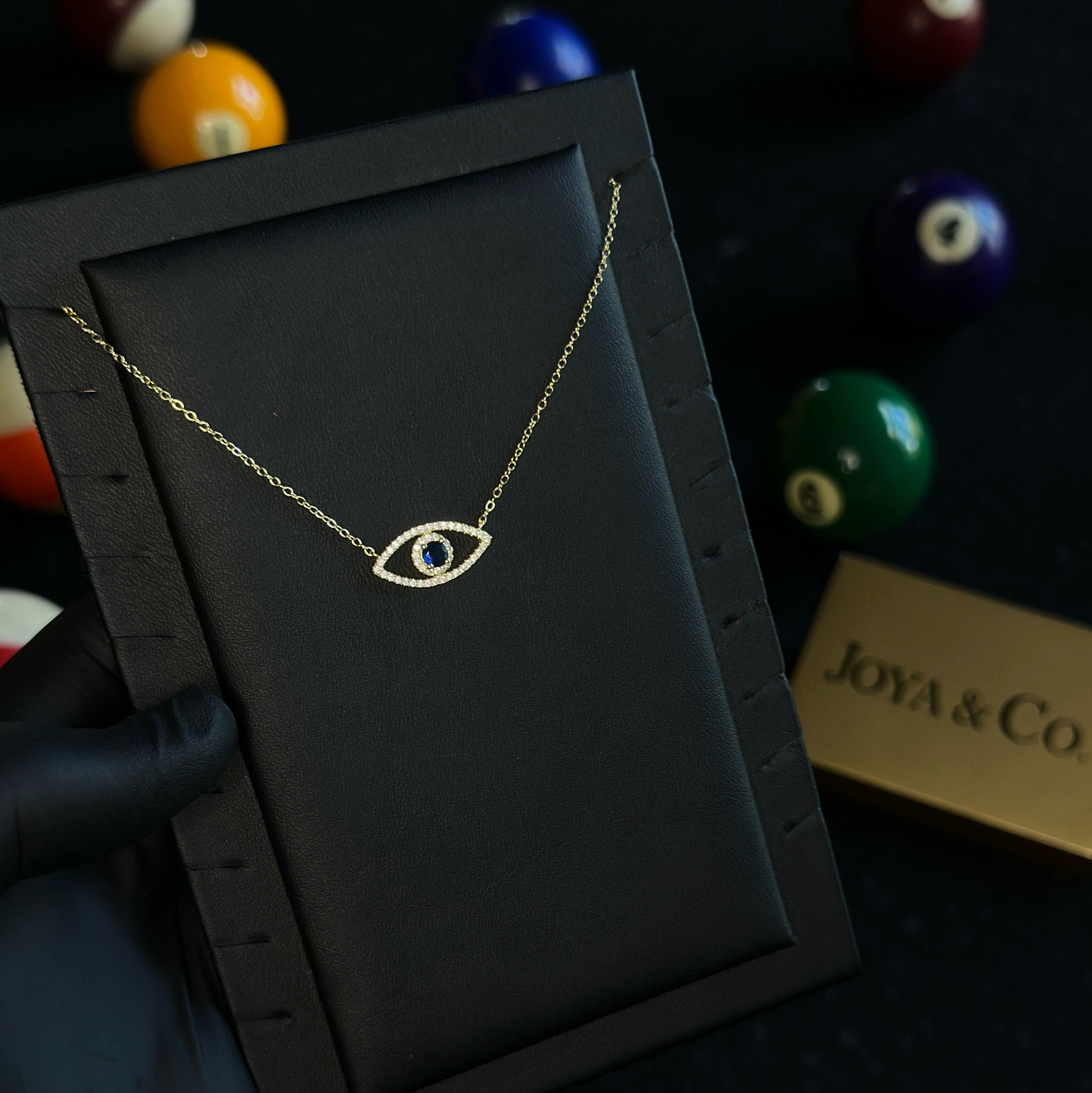 Sterling Silver dipped in 14k Gold Evil Eye Pendant Necklace with CZ – Dainty Protection Jewelry 16-18 inch
