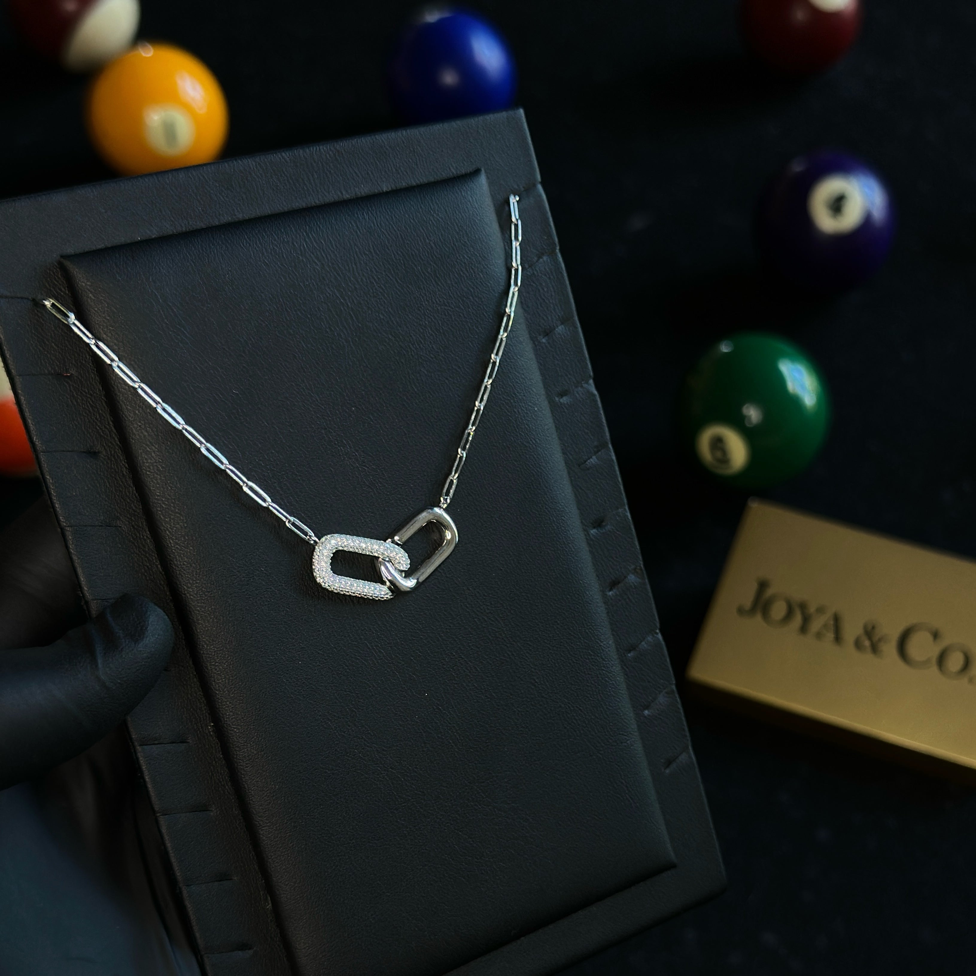 Interlocking Chain Link Necklace – 925 Sterling Silver with CZ – Modern & Minimalist Sparkle