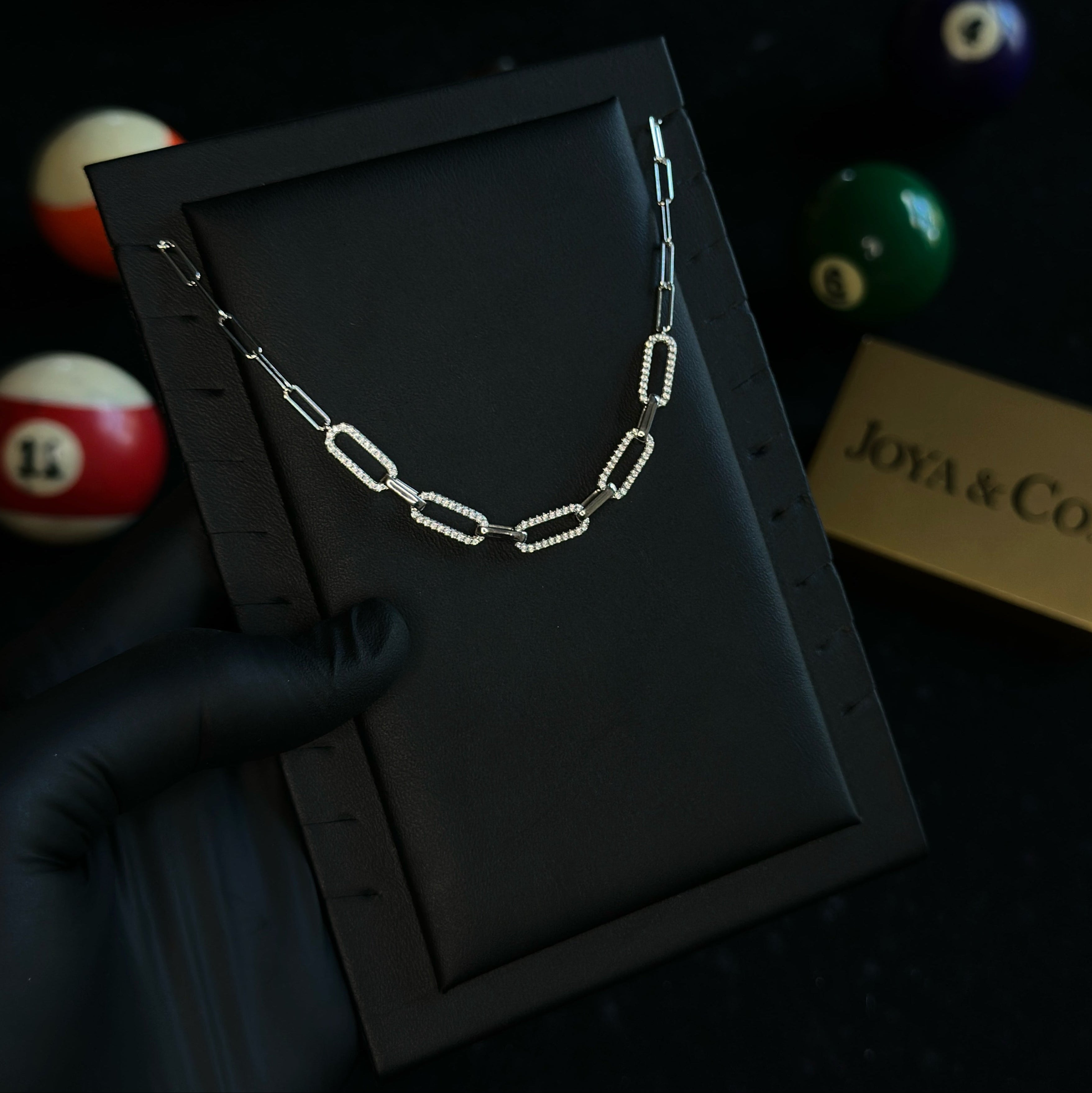 Iced Paperclip Link Chain – Sterling Silver with Cubic Zirconia | Modern Statement Necklace