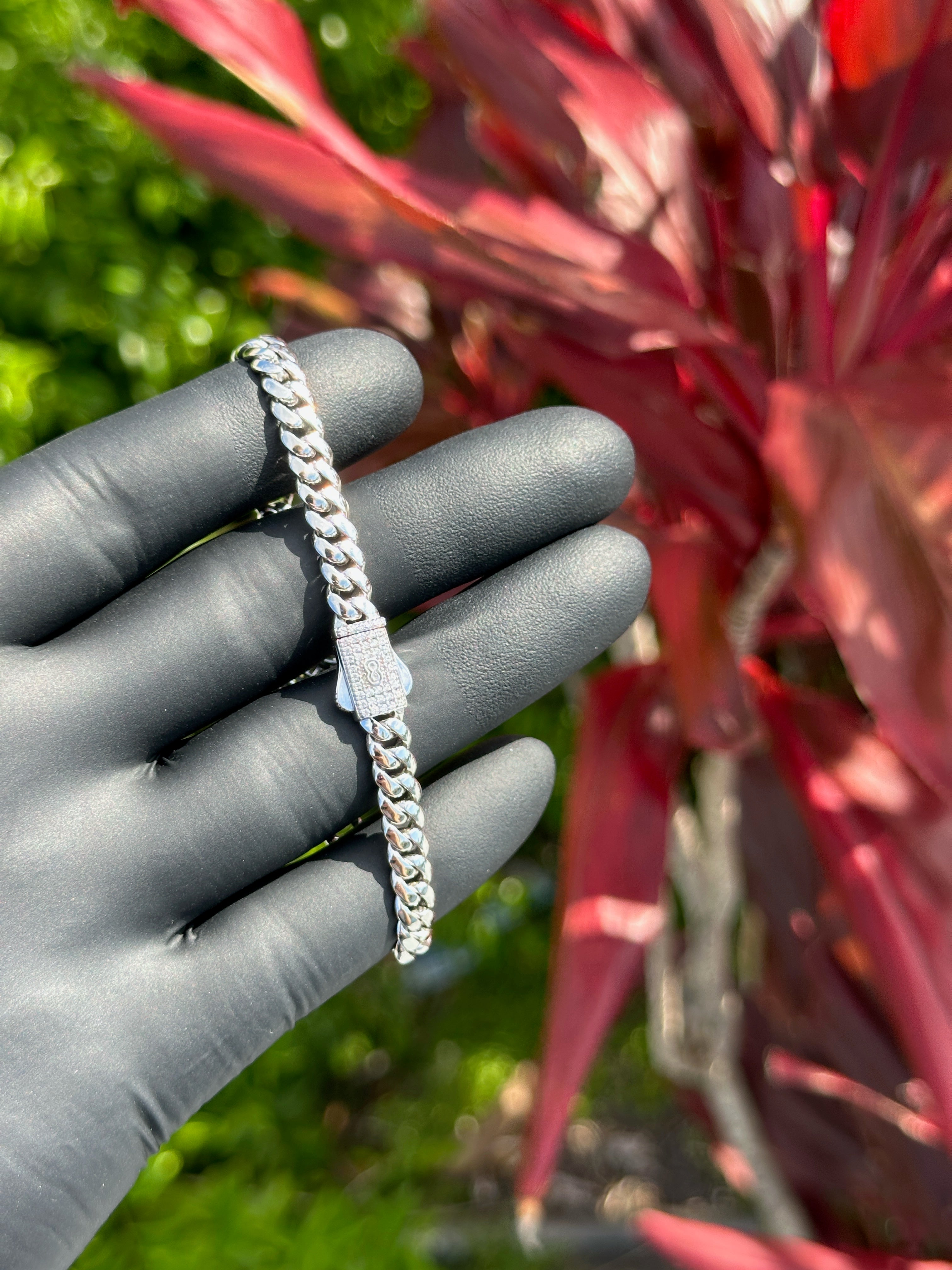 Sterling Silver Clover CZ Cuban Bracelet | Pavé Charm Link Chain | Luxury Sparkle Statement